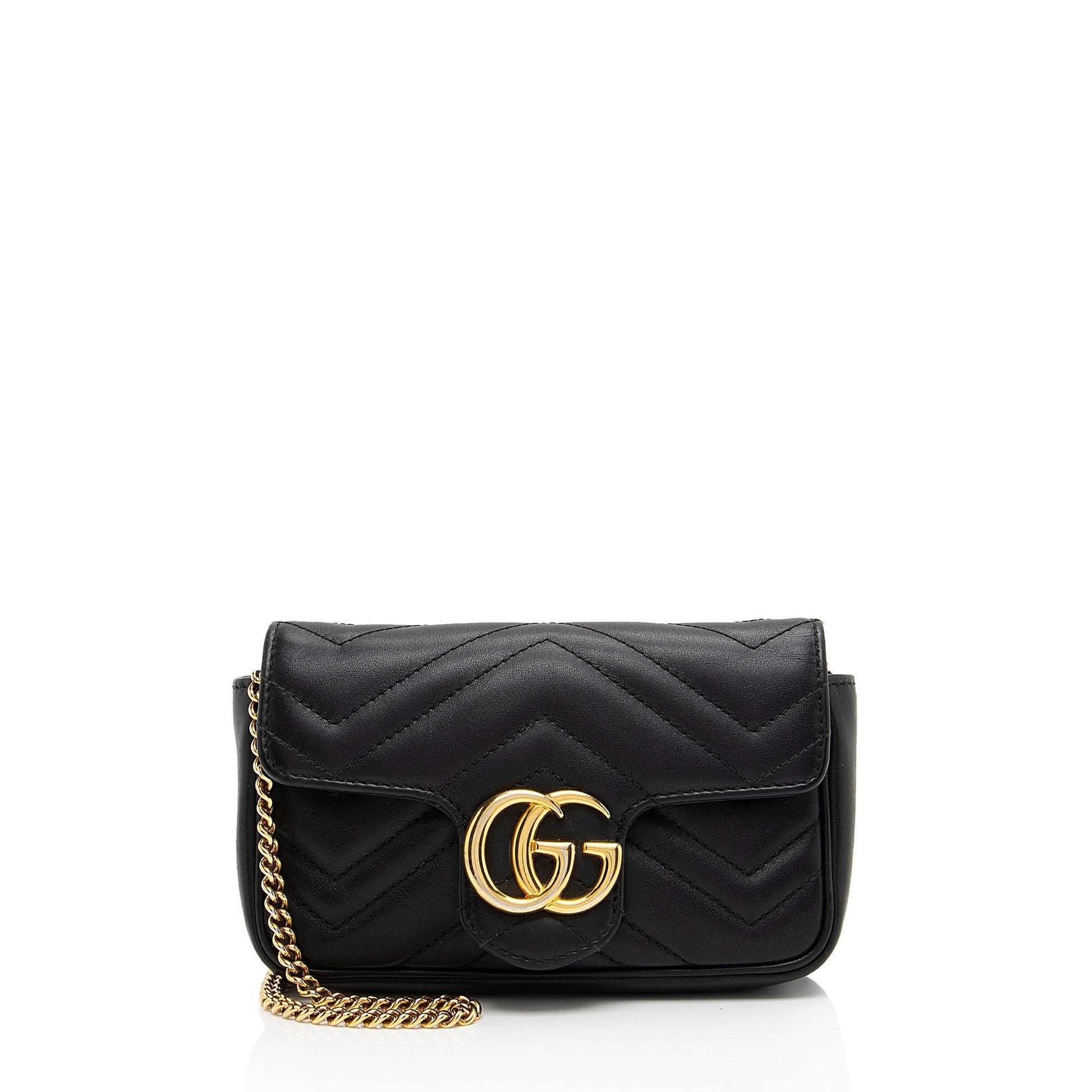 Gucci GG Marmont Super Flap SHF-yBfrwz Matelasse Leather Black Mini Crossbody Bag