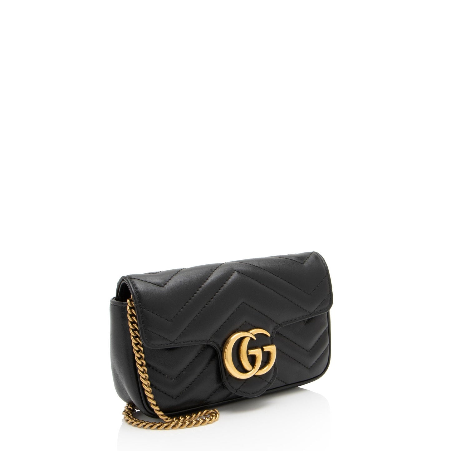 Gucci GG Marmont Super Flap SHF-s0BSa1 Matelasse Leather Black Mini Crossbody Bag