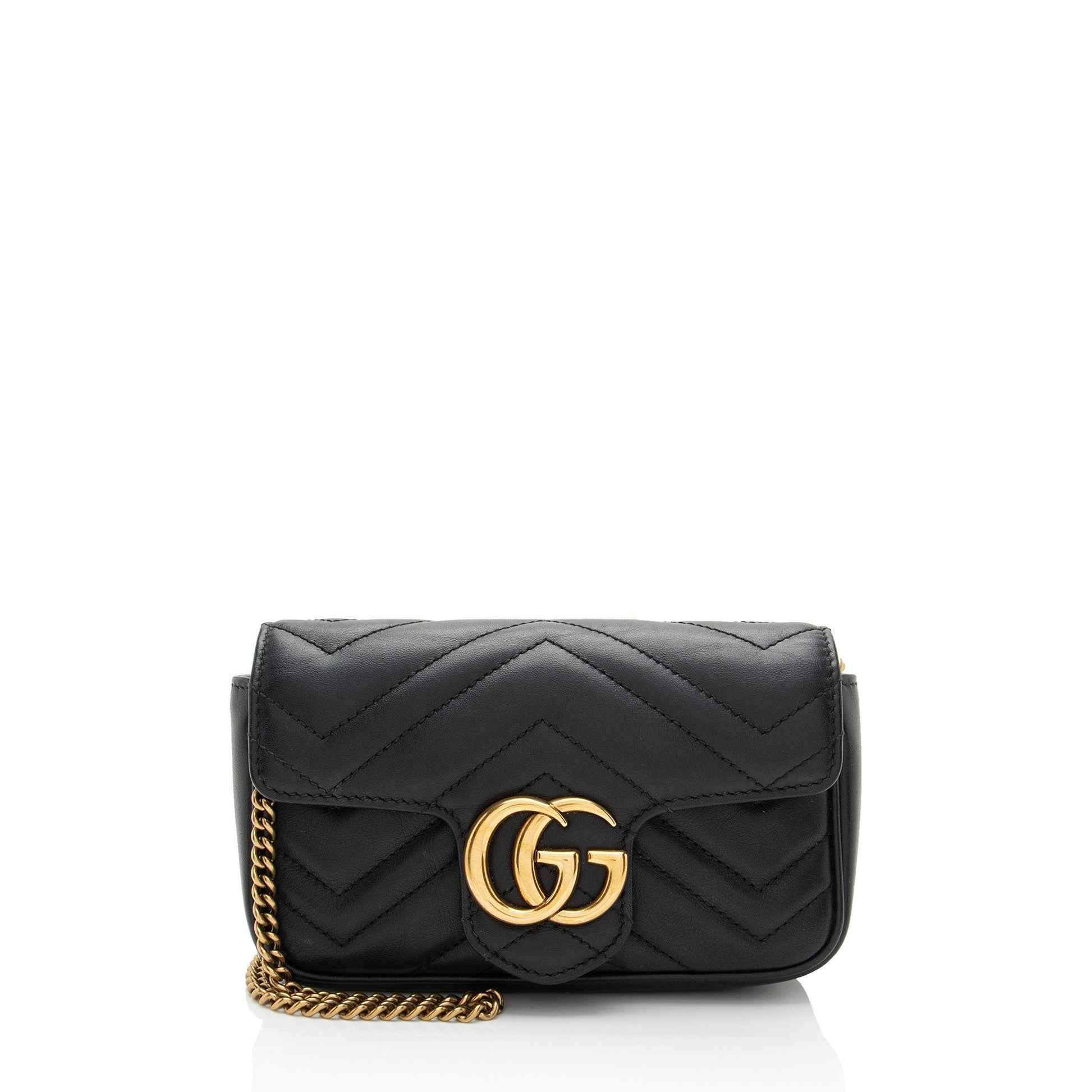 Gucci GG Marmont Super Flap SHF-vdHY2l Matelasse Leather Black Mini Crossbody Bag