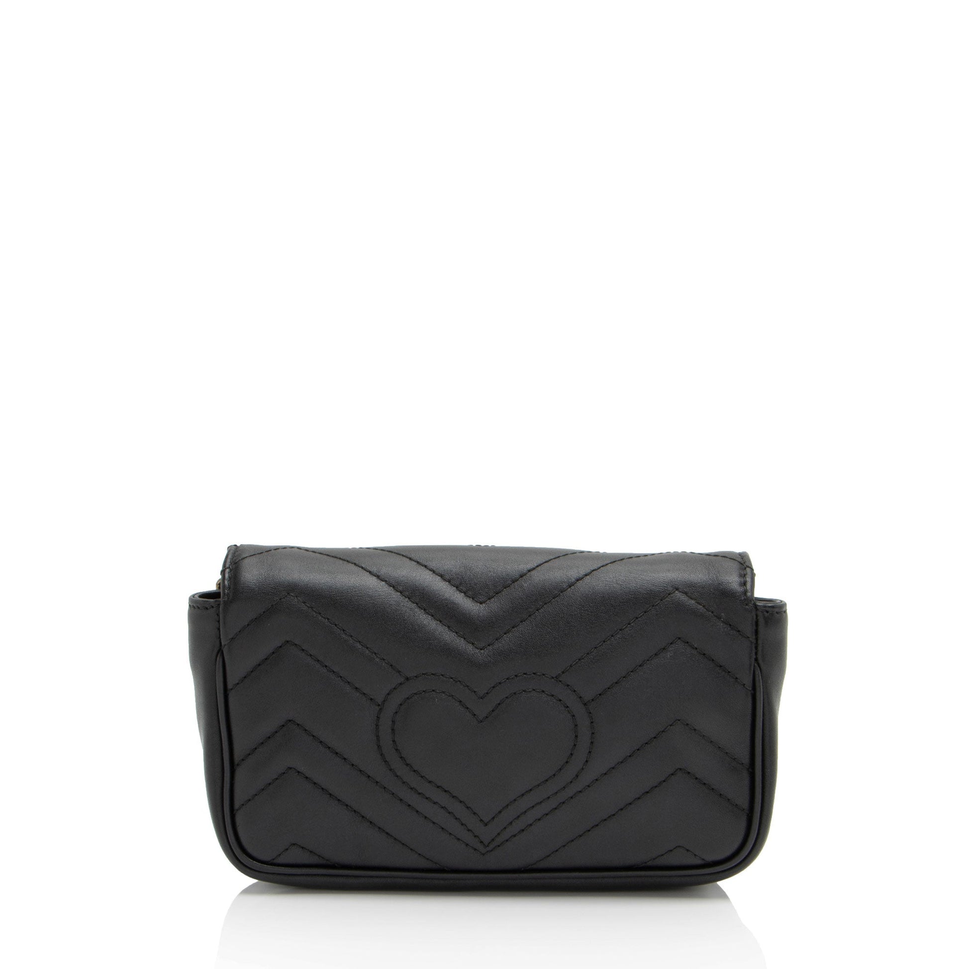 Gucci GG Marmont Super Flap SHF-2hhN8g Matelasse Leather Black Mini Crossbody Bag