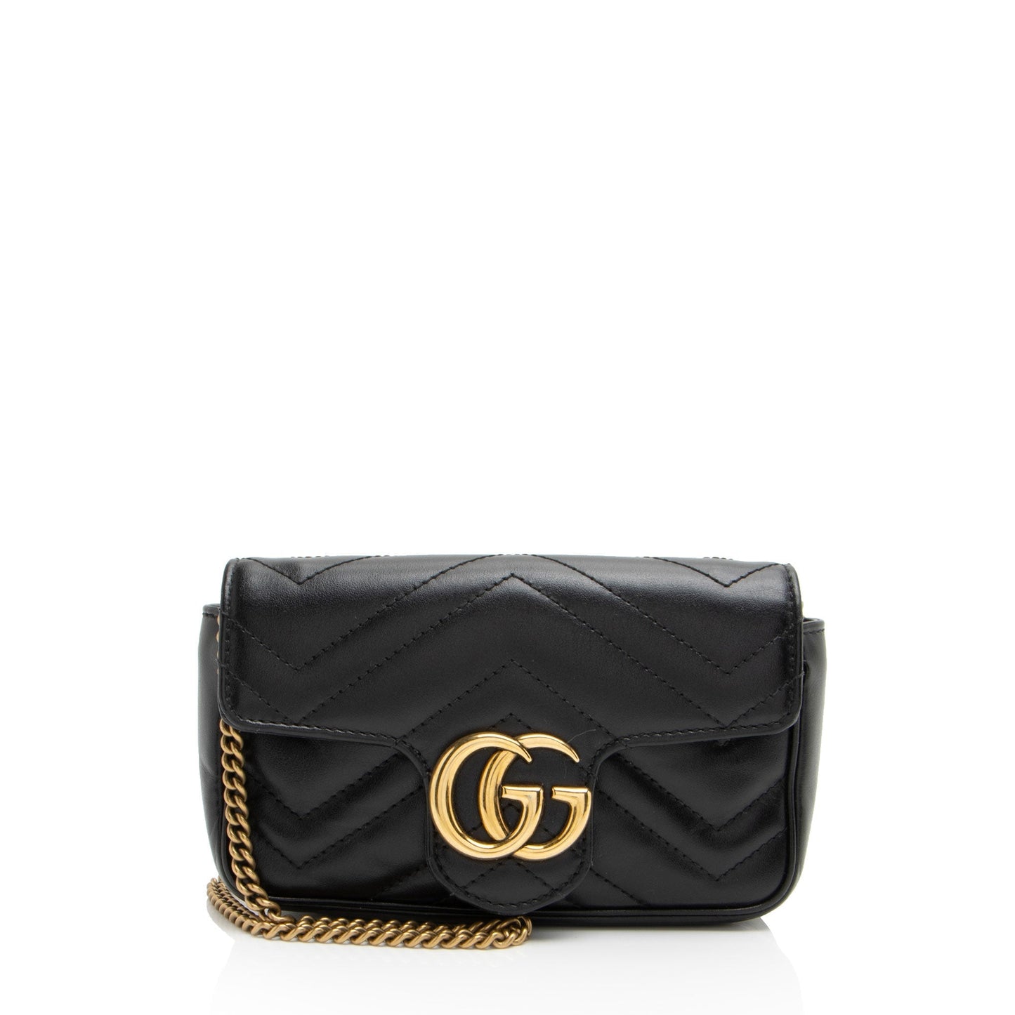 Gucci GG Marmont Super Flap SHF-NshQsn Matelasse Leather Black Mini Crossbody Bag