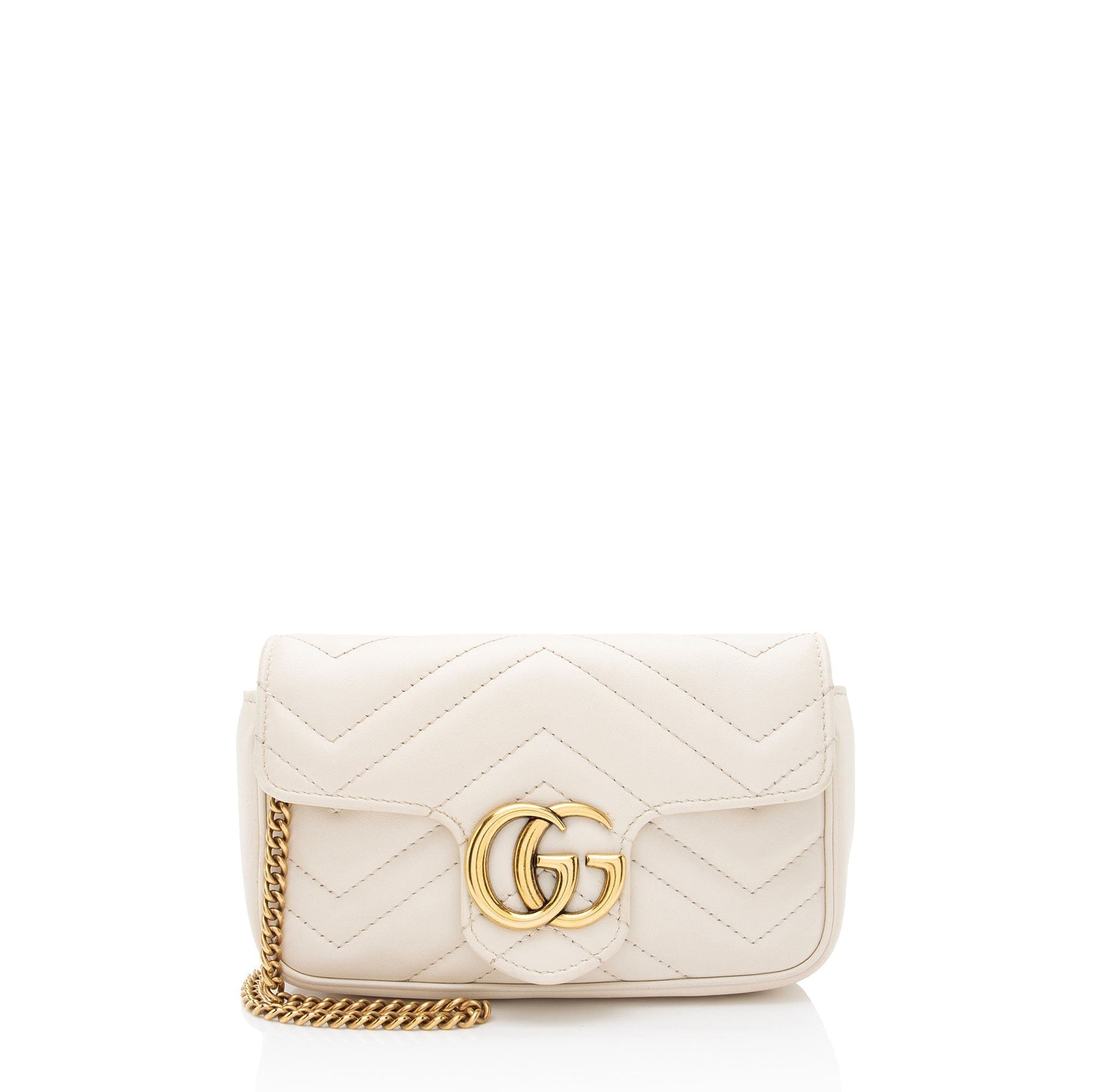 Gucci GG Marmont Flap Matelasse Leather White Mini Crossbody Bag