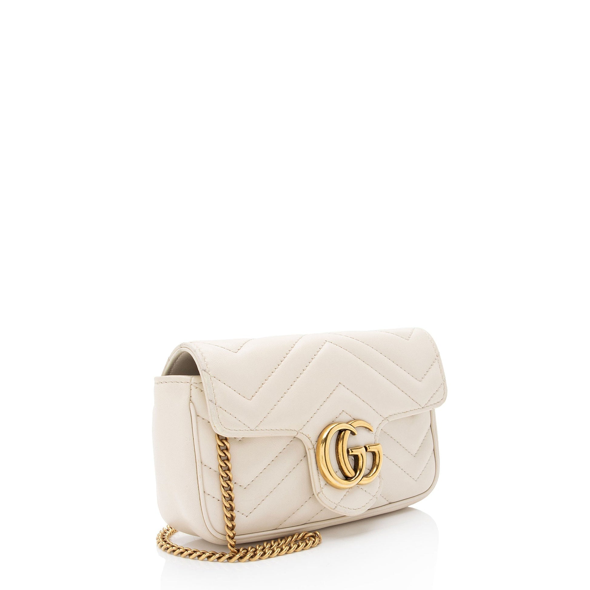 Gucci GG Marmont Flap Matelasse Leather White Mini Crossbody Bag