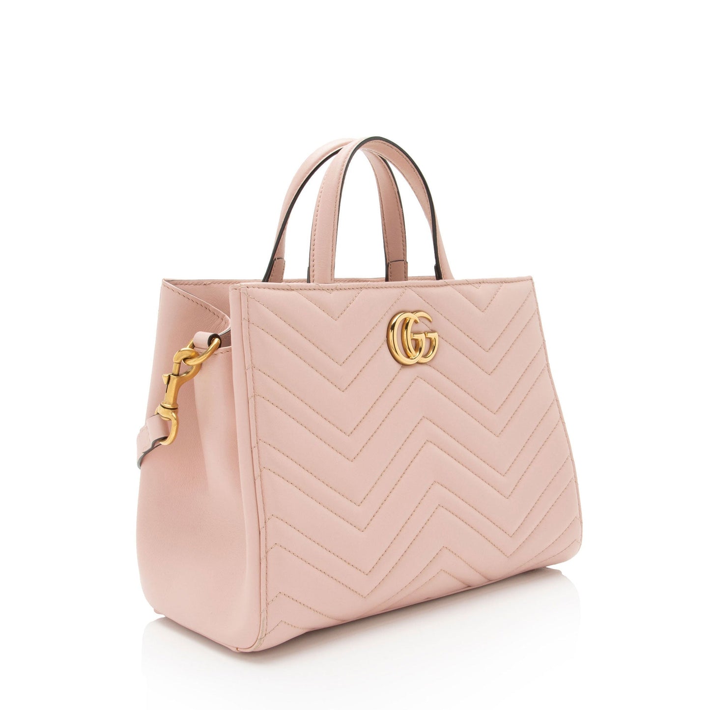 Gucci GG Marmont Top Handle SHF-0hn0Gf Matelasse Leather Pink Small Satchel Bag