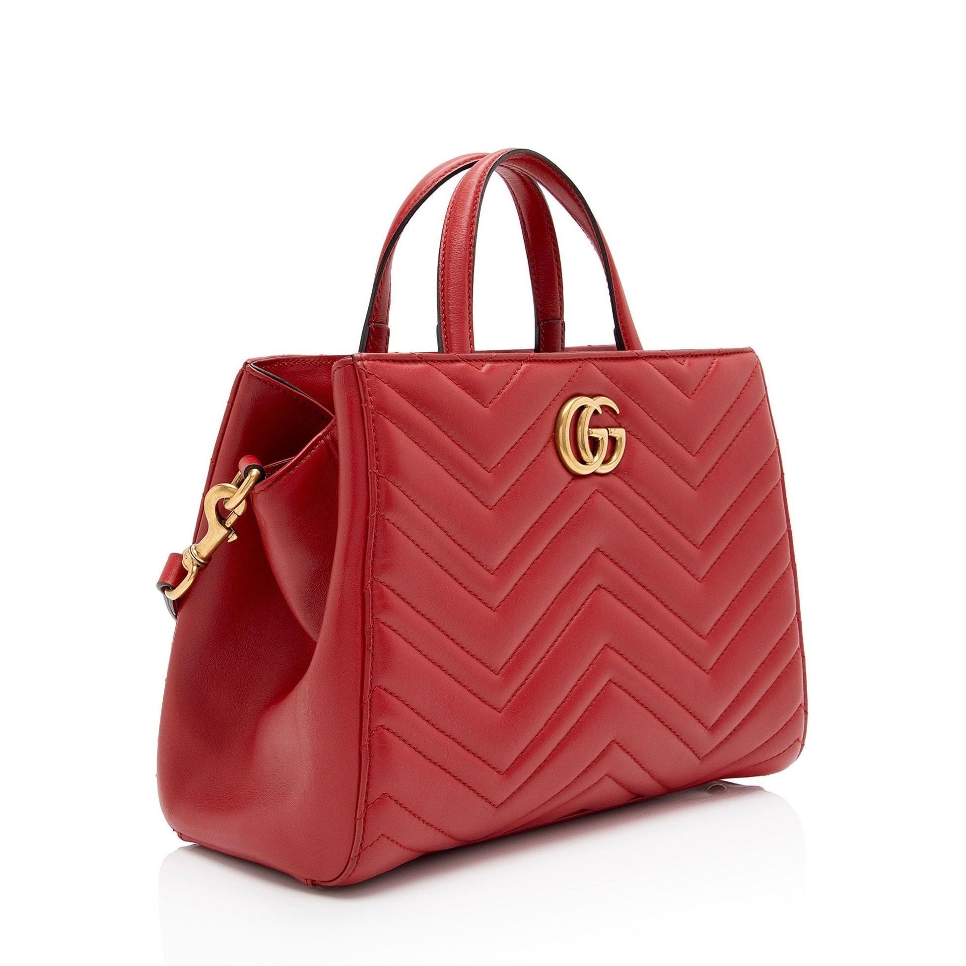 Gucci GG Marmont Matelasse Leather Red Small Satchel Bag