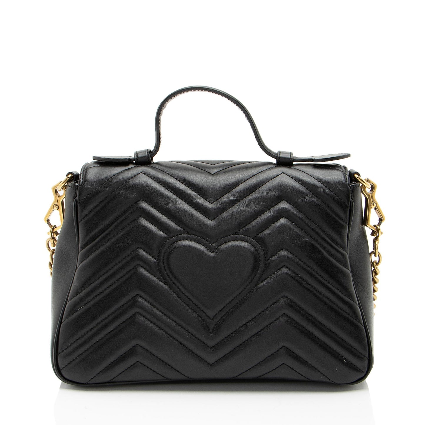 Gucci GG Marmont Top Handle Matelasse Leather Black Small Shoulder Bag