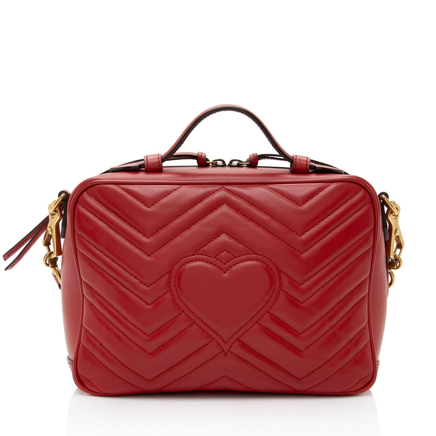 Gucci GG Marmont Zip Around Top Matelasse Leather Nylon Red Crossbody Bag Shf Ahwccx