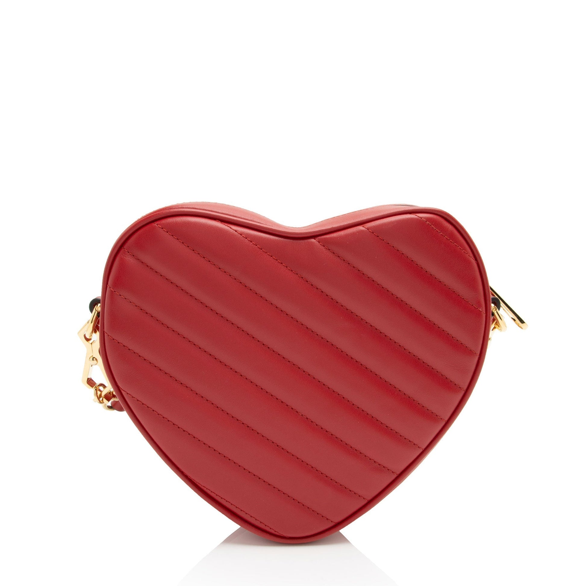 Gucci Interlocking G Heart Matelasse Leather Red Mini Crossbody Bag