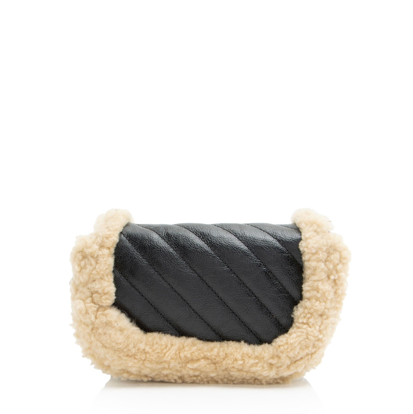 Gucci Shearling GG Marmont Super Flap Matelasse Leather Black Mini Crossbody Bag