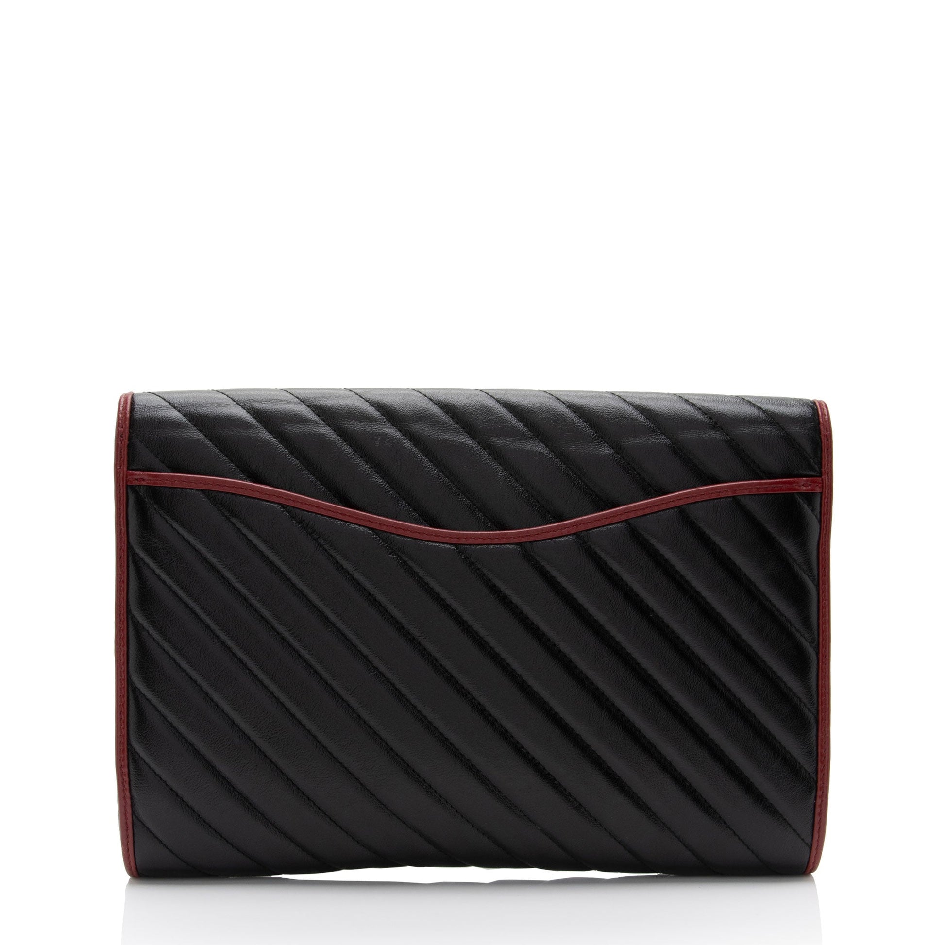 Gucci Torchon GG Marmont SHF-CeLx8H Matelasse Leather Black Red Clutch Bag