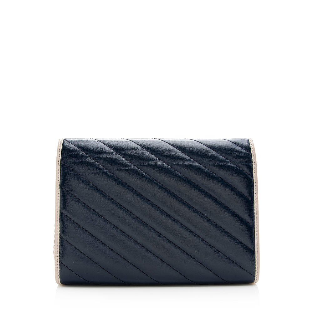 Gucci Torchon GG Marmont Chain SHF Matelasse Leather Blue Mini Crossbody Bag