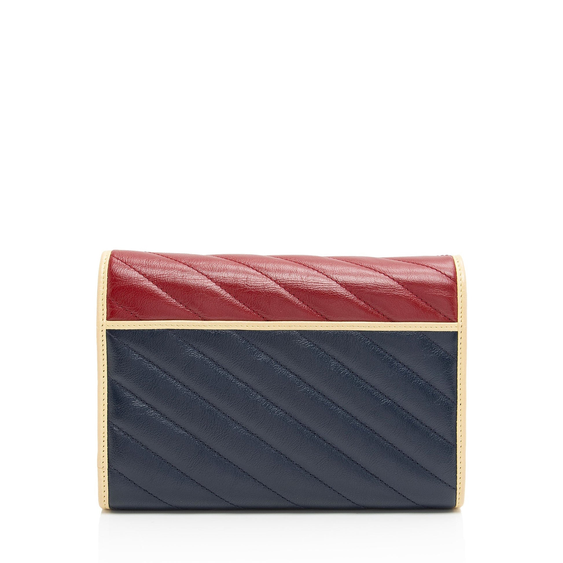 Gucci Torchon GG Marmont Chain Matelasse Leather Blue Red Crossbody Bag