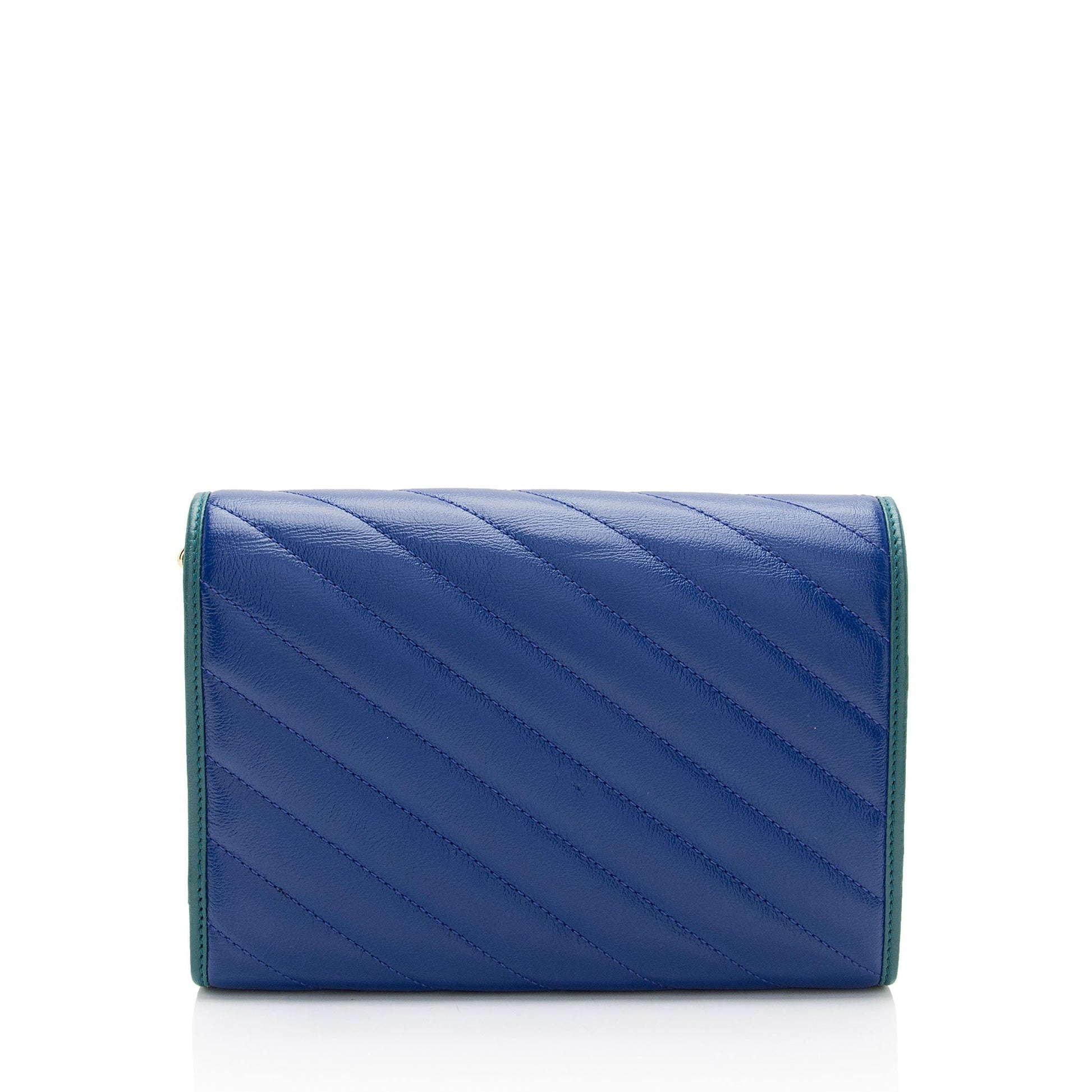 Gucci Torchon GG Marmont Chain SHF-FtS5vC Matelasse Leather Blue Green Crossbody Bag