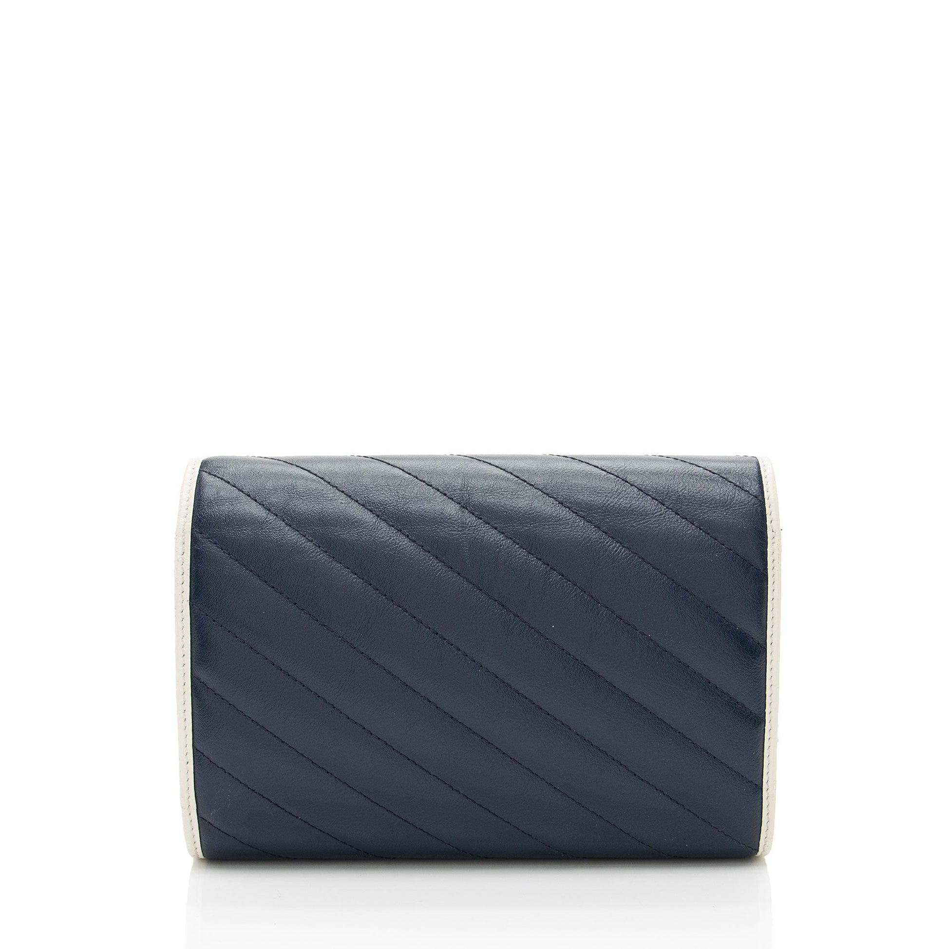 Gucci Torchon GG Marmont Chain Matelasse Leather White Blue Crossbody Bag
