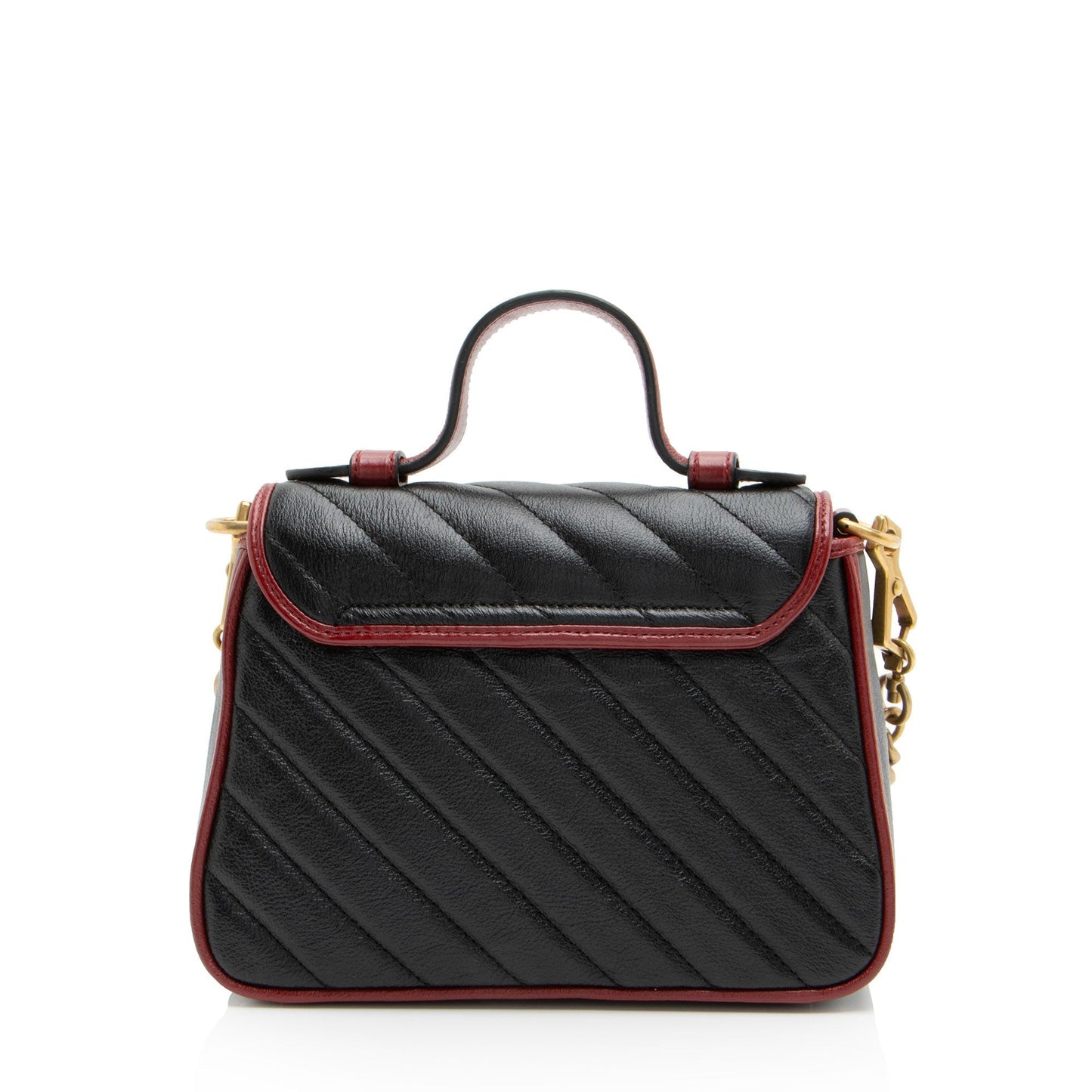 Gucci Torchon GG Marmont Top Handle Matelasse Leather Blue Red Crossbody Bag