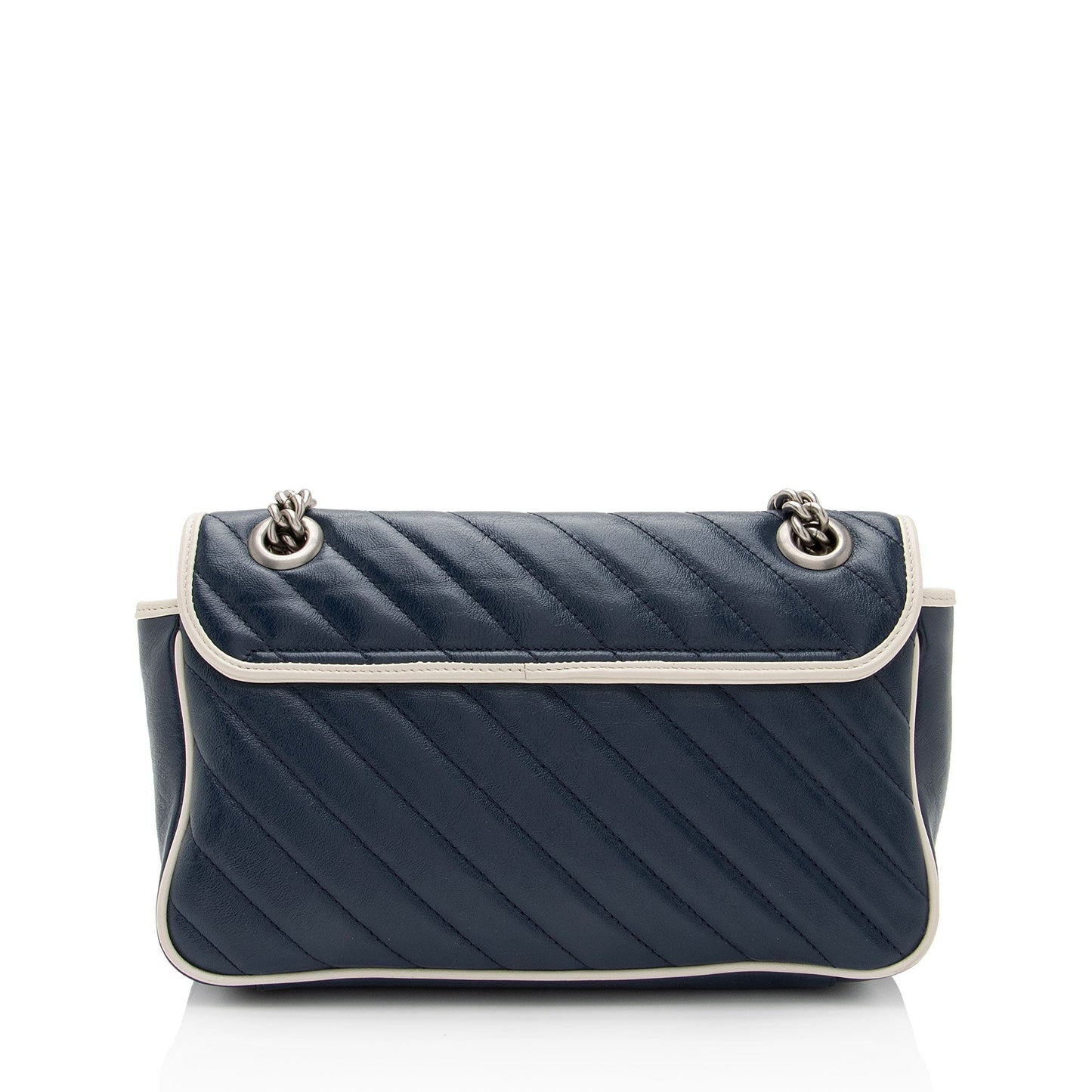 Gucci Torchon GG Marmont Flap SHF-V987rt Matelasse Leather White Blue Crossbody Bag