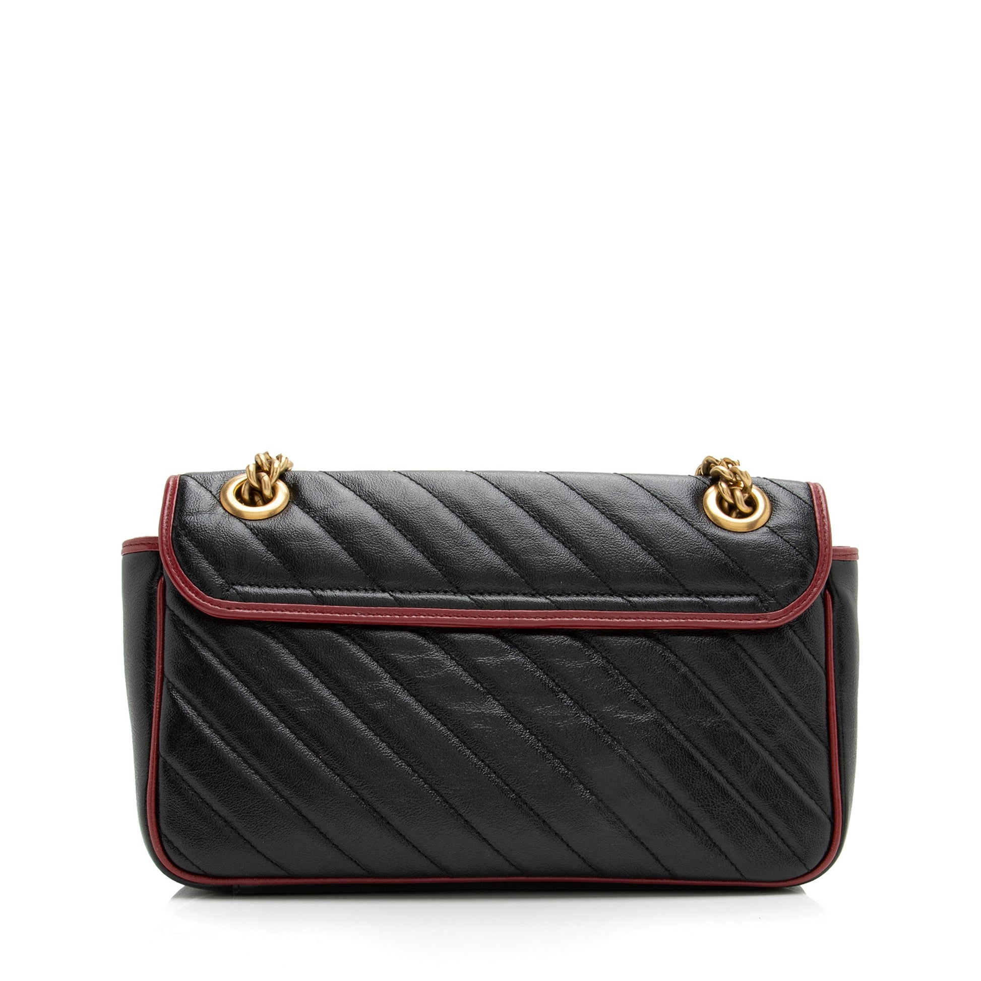 Gucci Torchon GG Marmont SHF Matelasse Leather Black Red Crossbody Bag