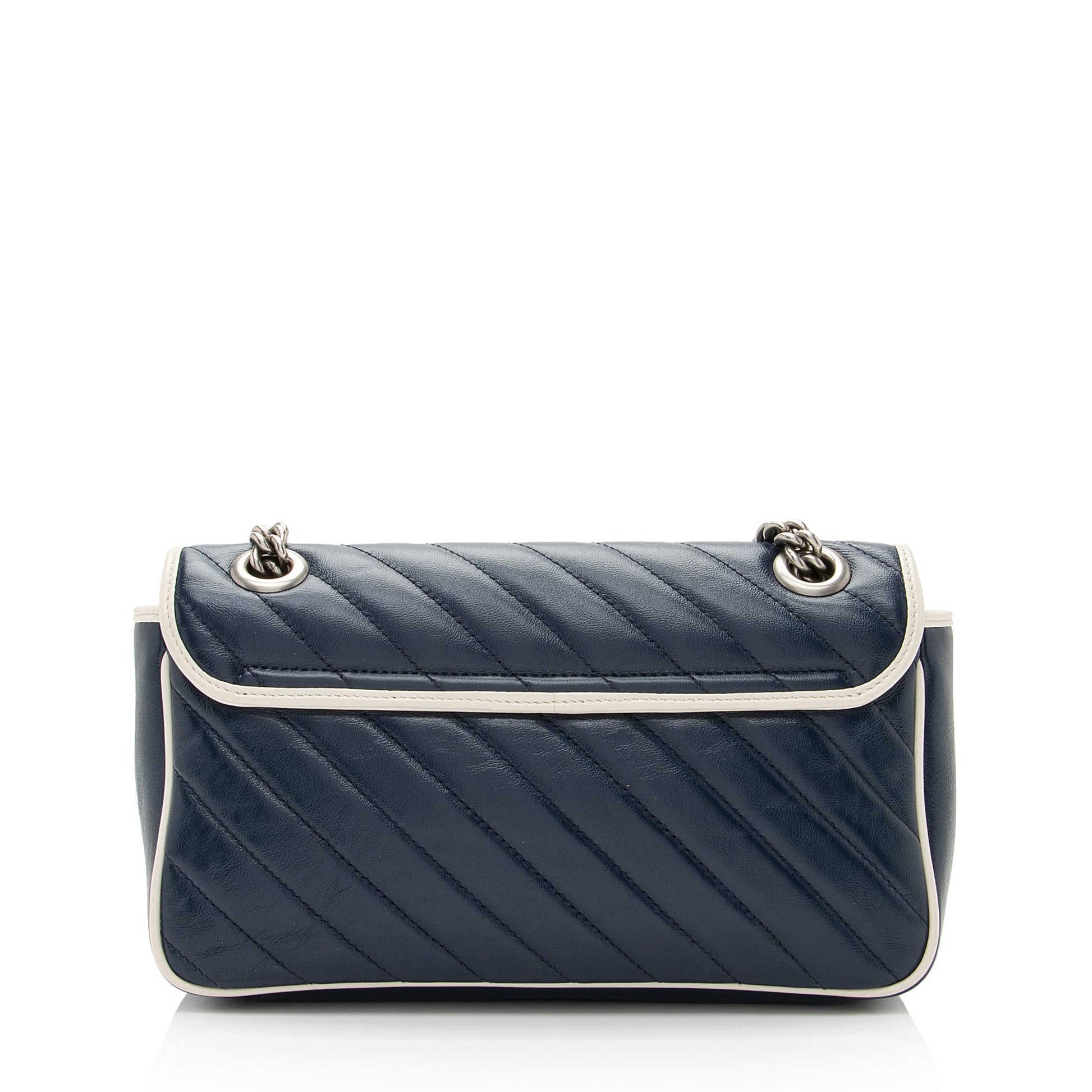 Gucci Torchon GG Marmont Flap SHF-UvP9FL Matelasse Leather White Blue Crossbody Bag