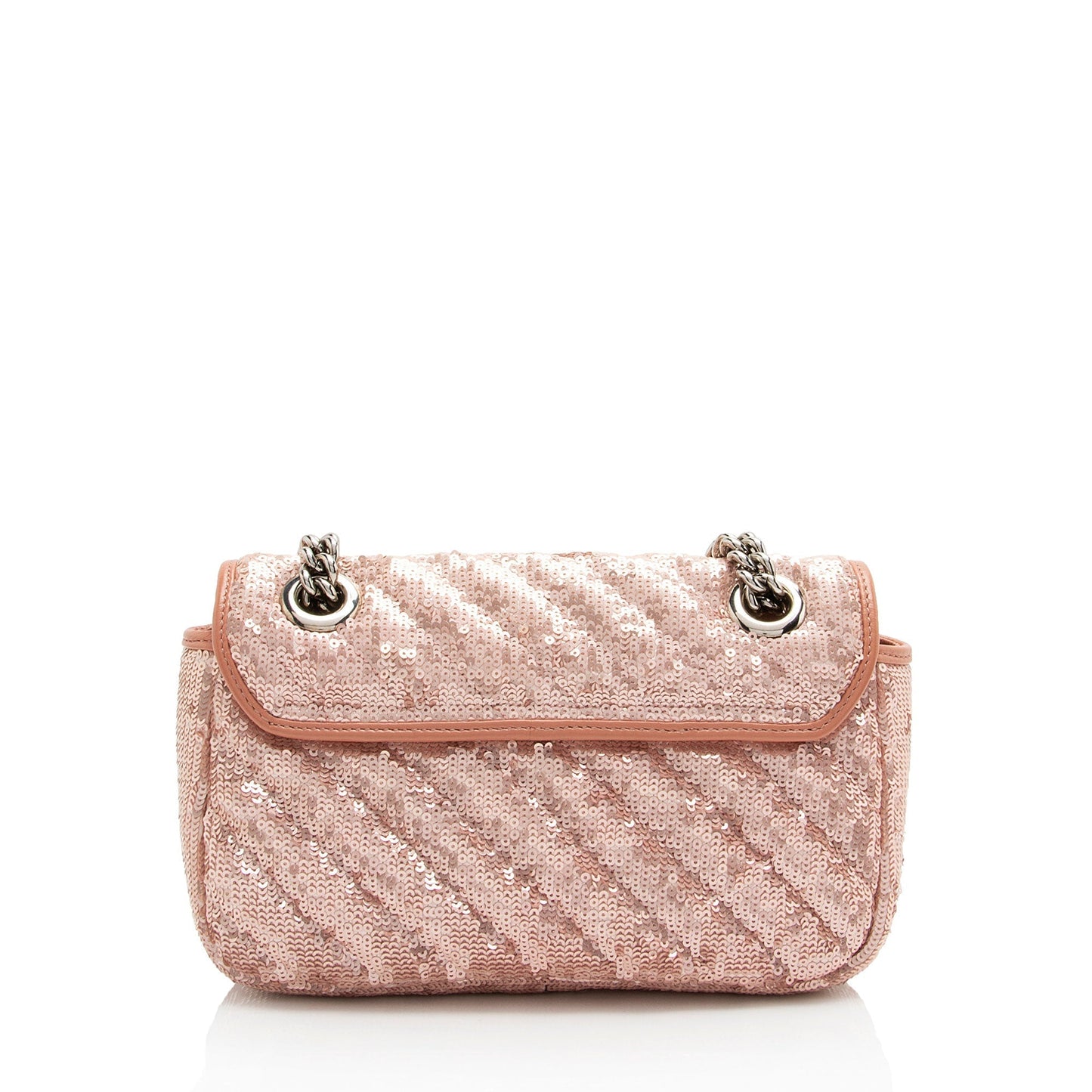 Gucci Sequin GG Marmont Flap Matelasse Leather Pink Mini Crossbody Bag