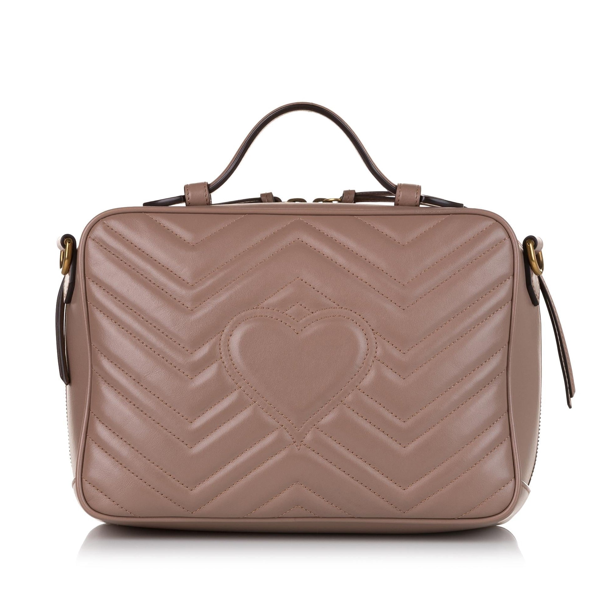 Gucci Sylvie Web GG Marmont SHG Matelasse Calf Brown Small Satchel Bag