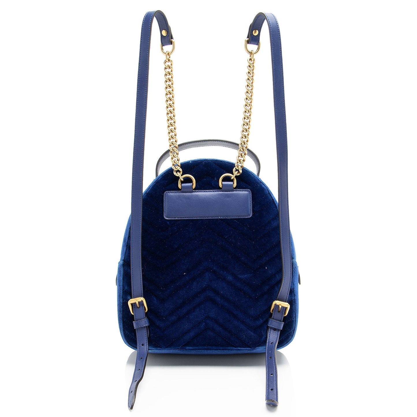 Gucci Velvet GG Marmont Backpack Matelasse Leather Blue Shoulder Bag