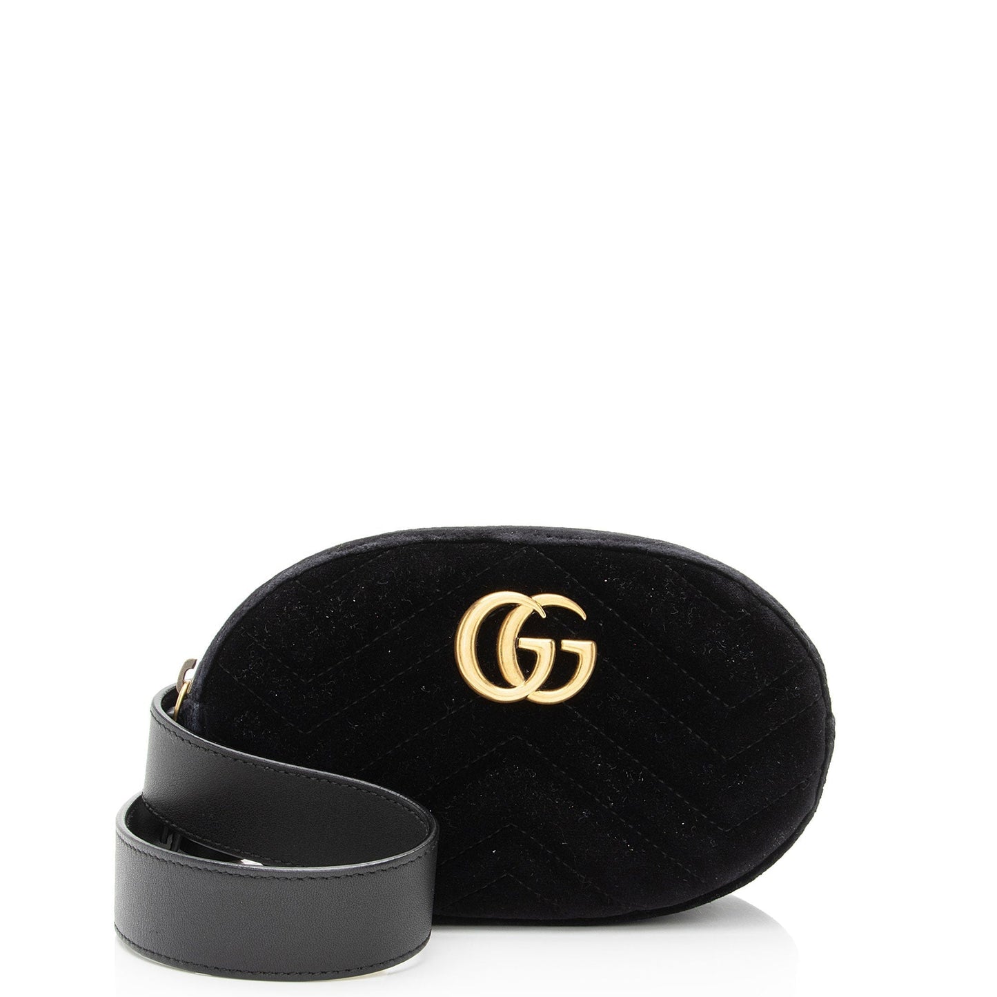 Gucci Velvet GG Marmont Belt - Matelasse Leather Black Accessory