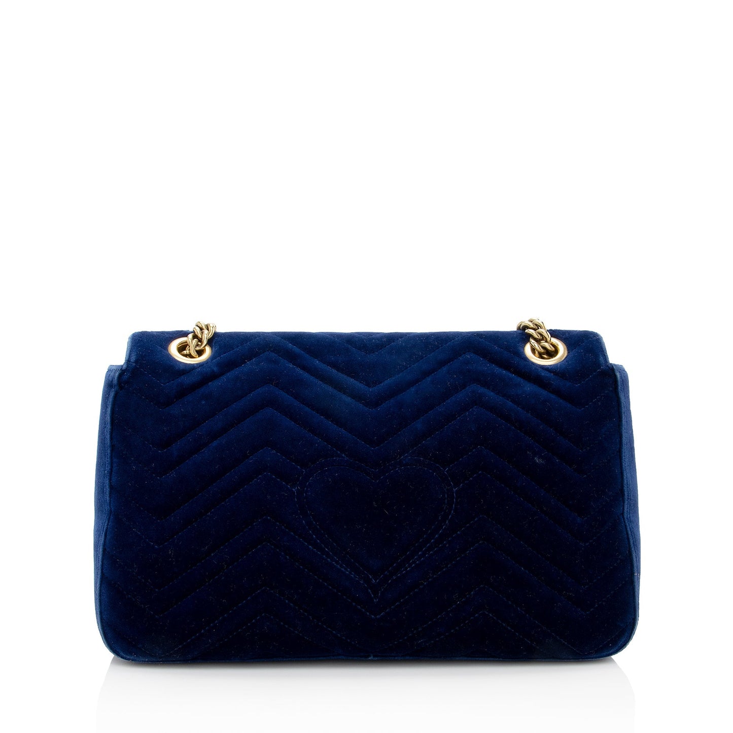 Gucci Velvet GG Marmont SHF Matelasse Leather Blue Medium Crossbody Bag