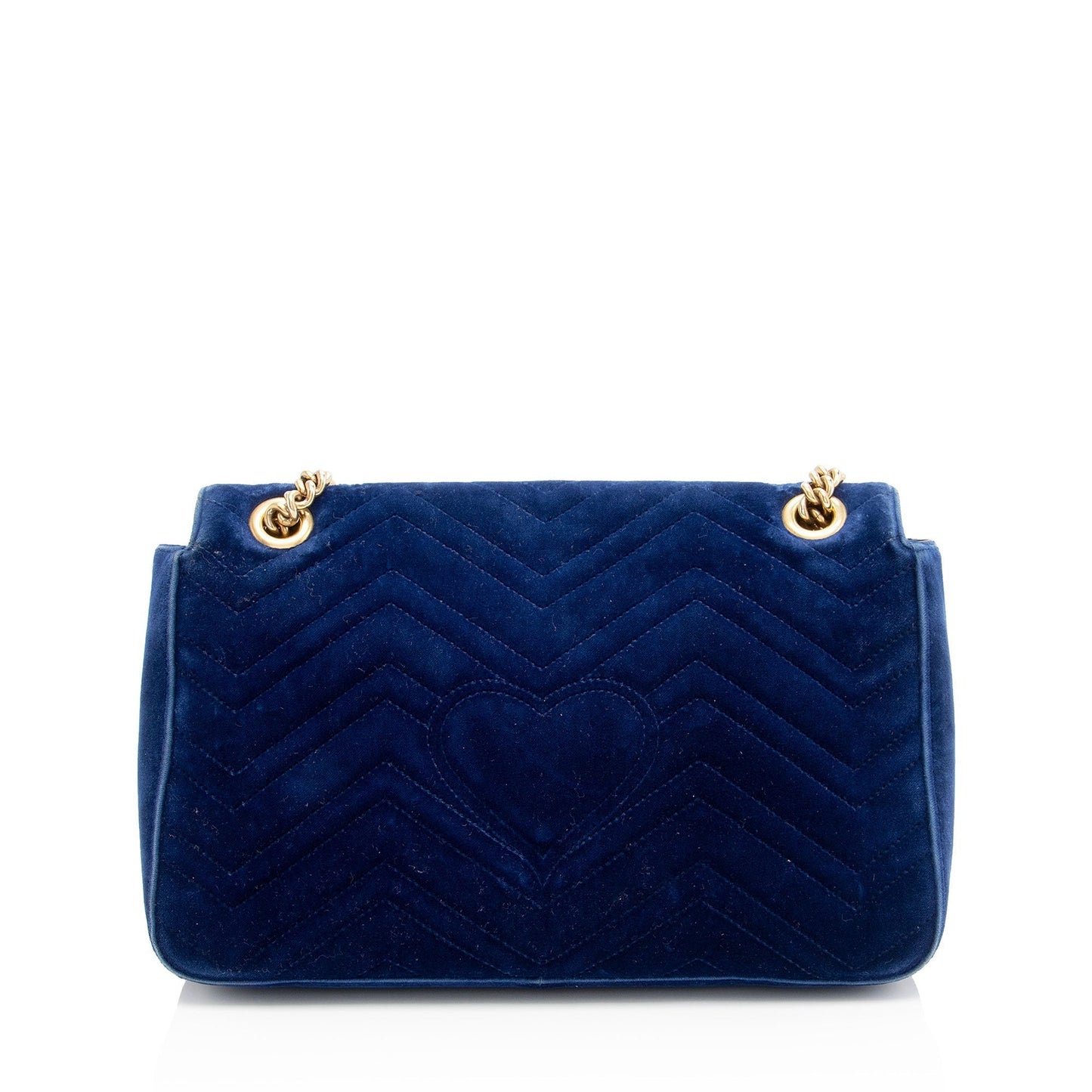 Gucci Velvet GG Marmont Matelasse Leather Blue Medium Crossbody Bag