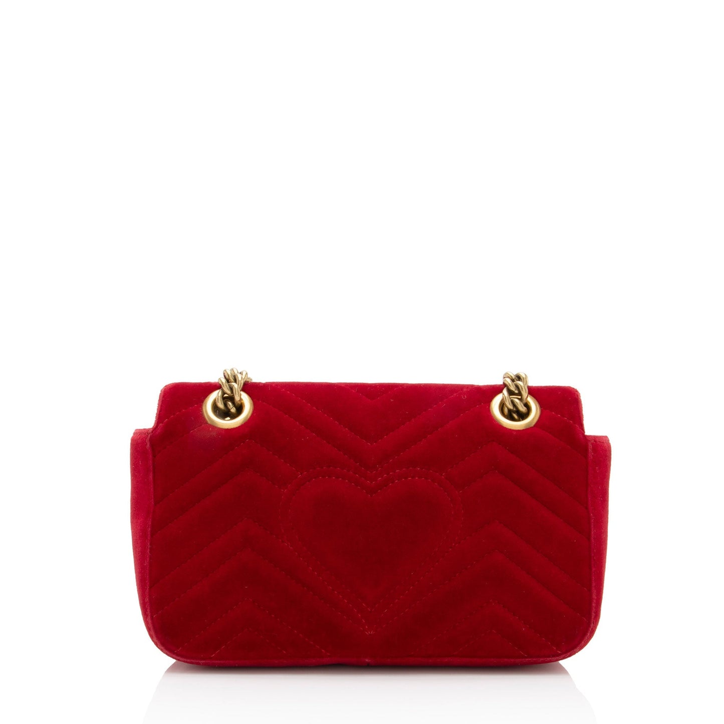 Gucci Velvet GG Marmont Flap SHF-RvBmGH Matelasse Leather Red Mini Crossbody Bag