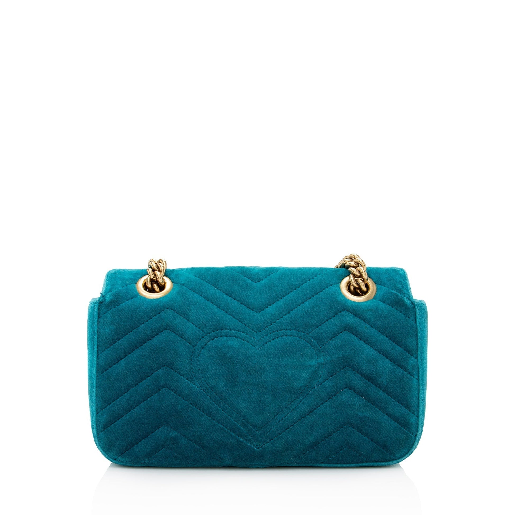 Gucci Velvet GG Marmont SHF Matelasse Leather Blue Mini Crossbody Bag