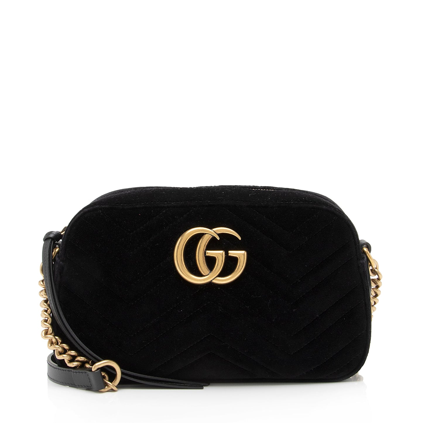 Gucci Velvet GG Marmont SHF-zFaOw0 Matelasse Leather Black Small Crossbody Bag