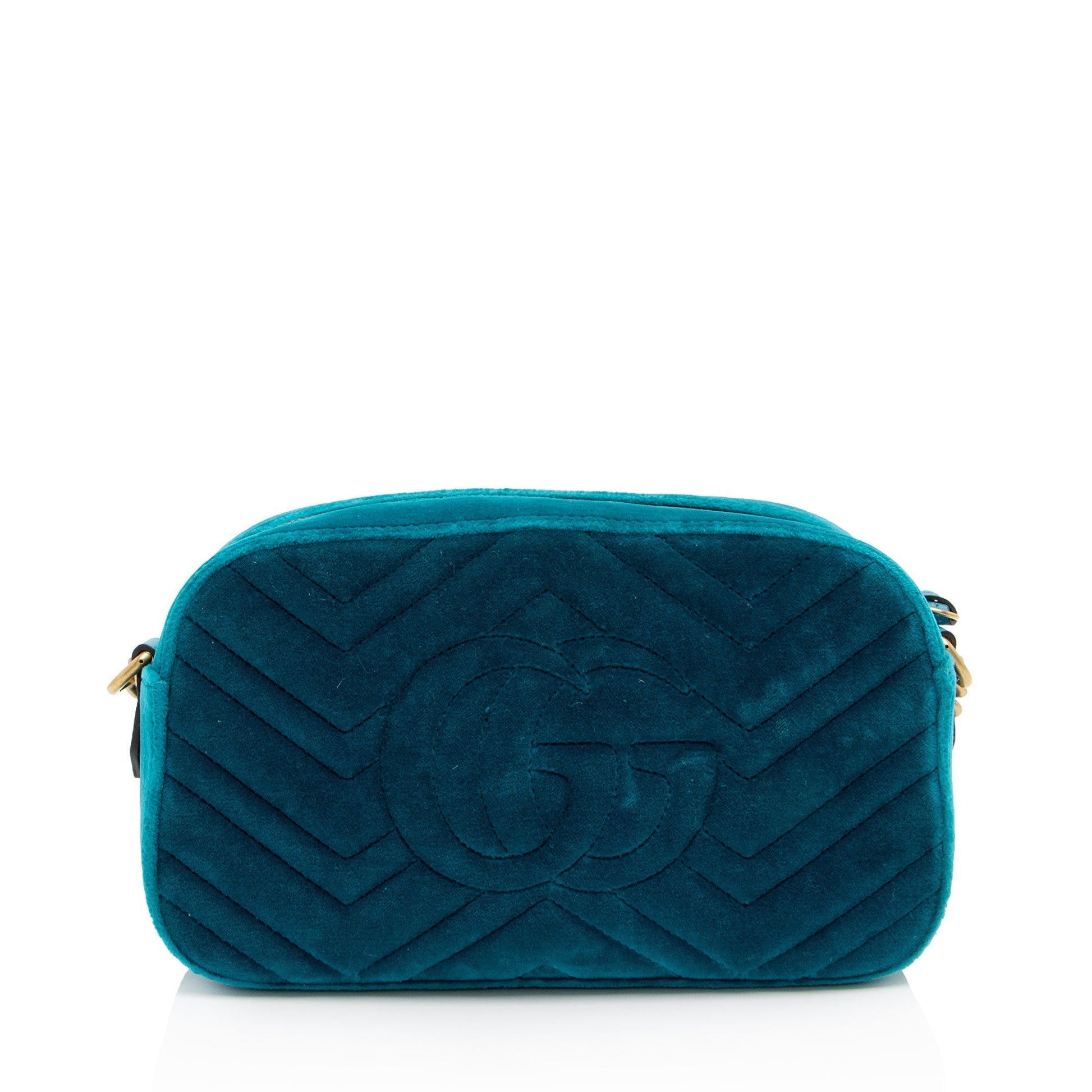 Gucci Velvet GG Marmont SHF-YA81zd Matelasse Leather Blue Small Crossbody Bag