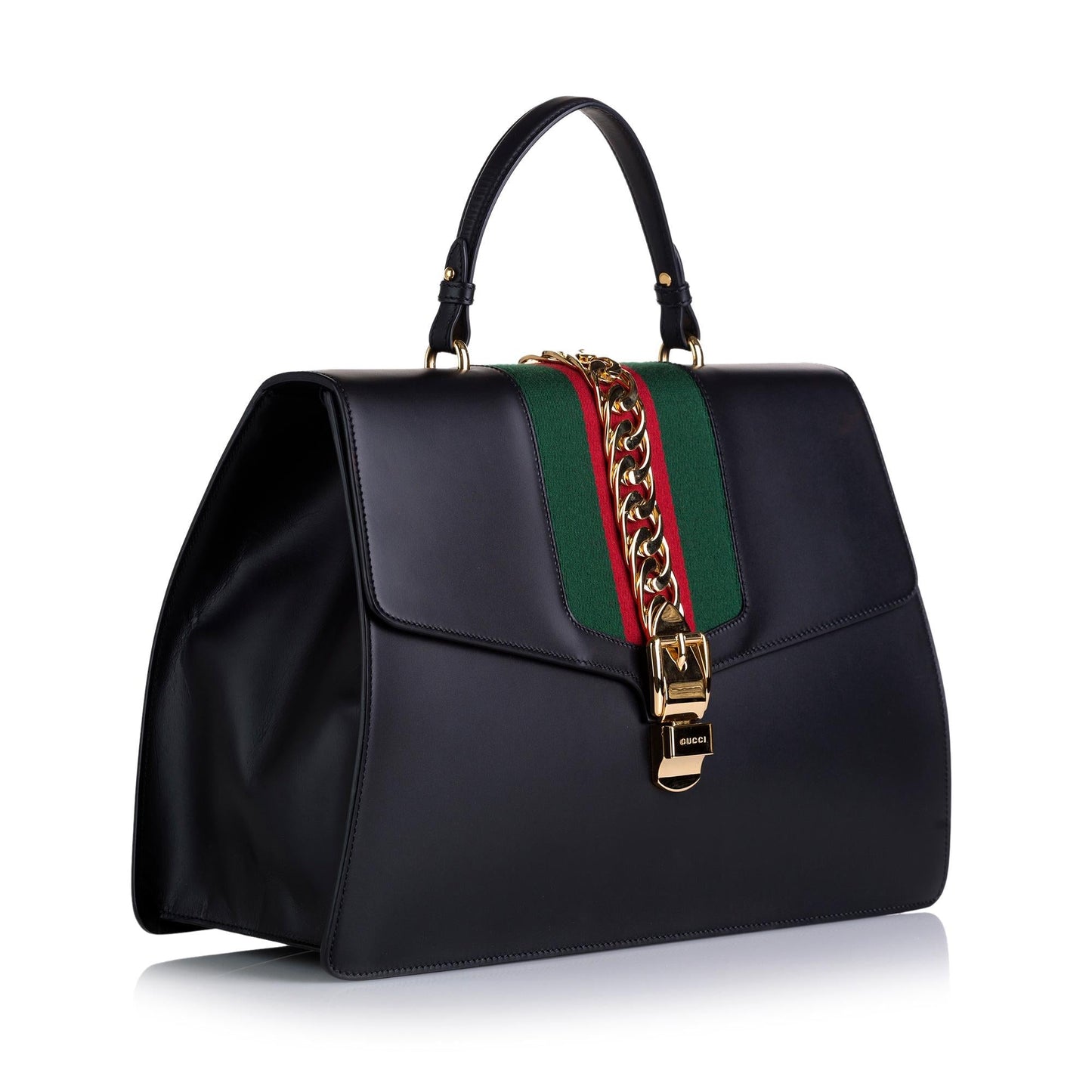 Gucci Maxi Sylvie SHG-ZQfwZ0 Calf Black Satchel Bag