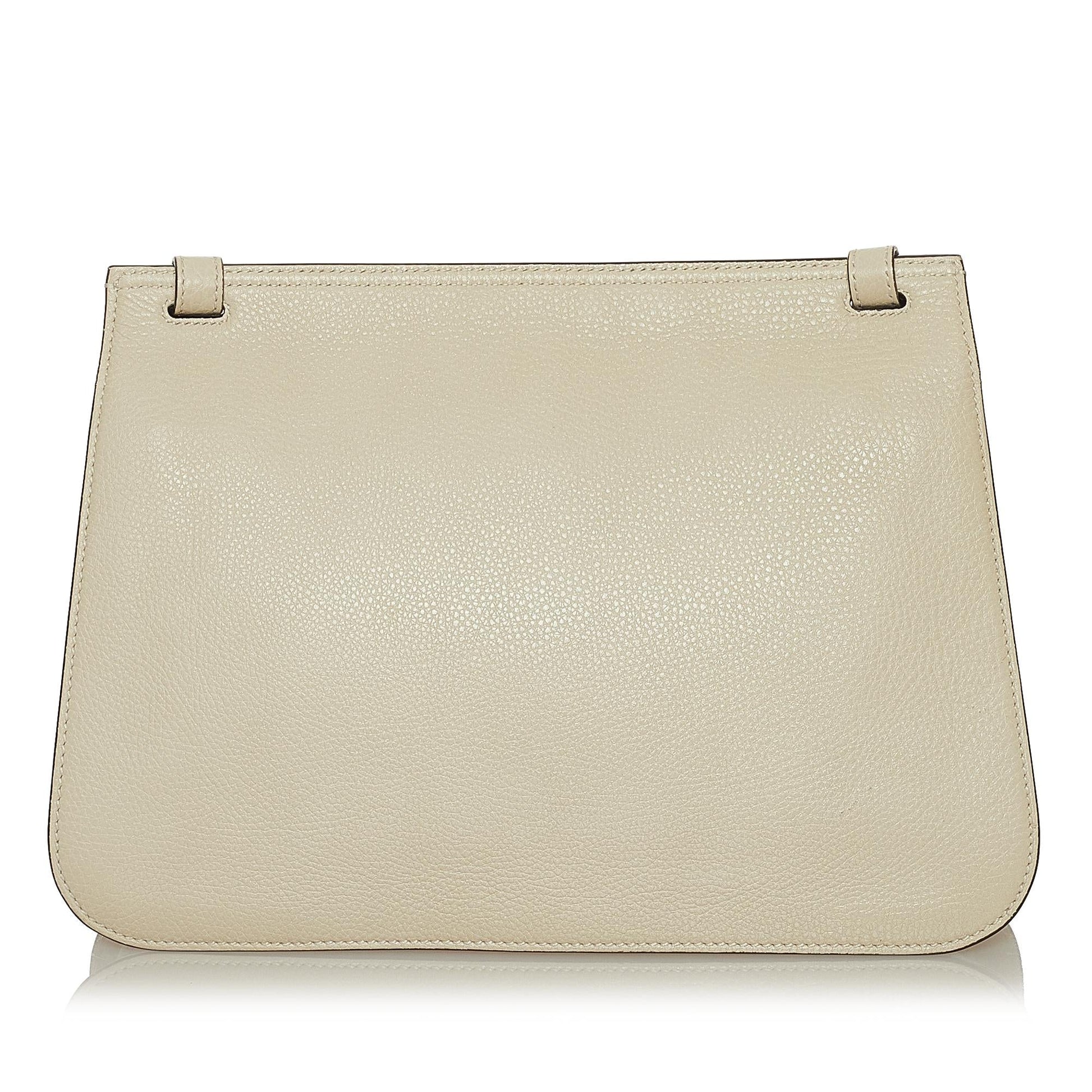 Gucci Bamboo Daily Flap SHG Leather Calf White Medium Crossbody Bag