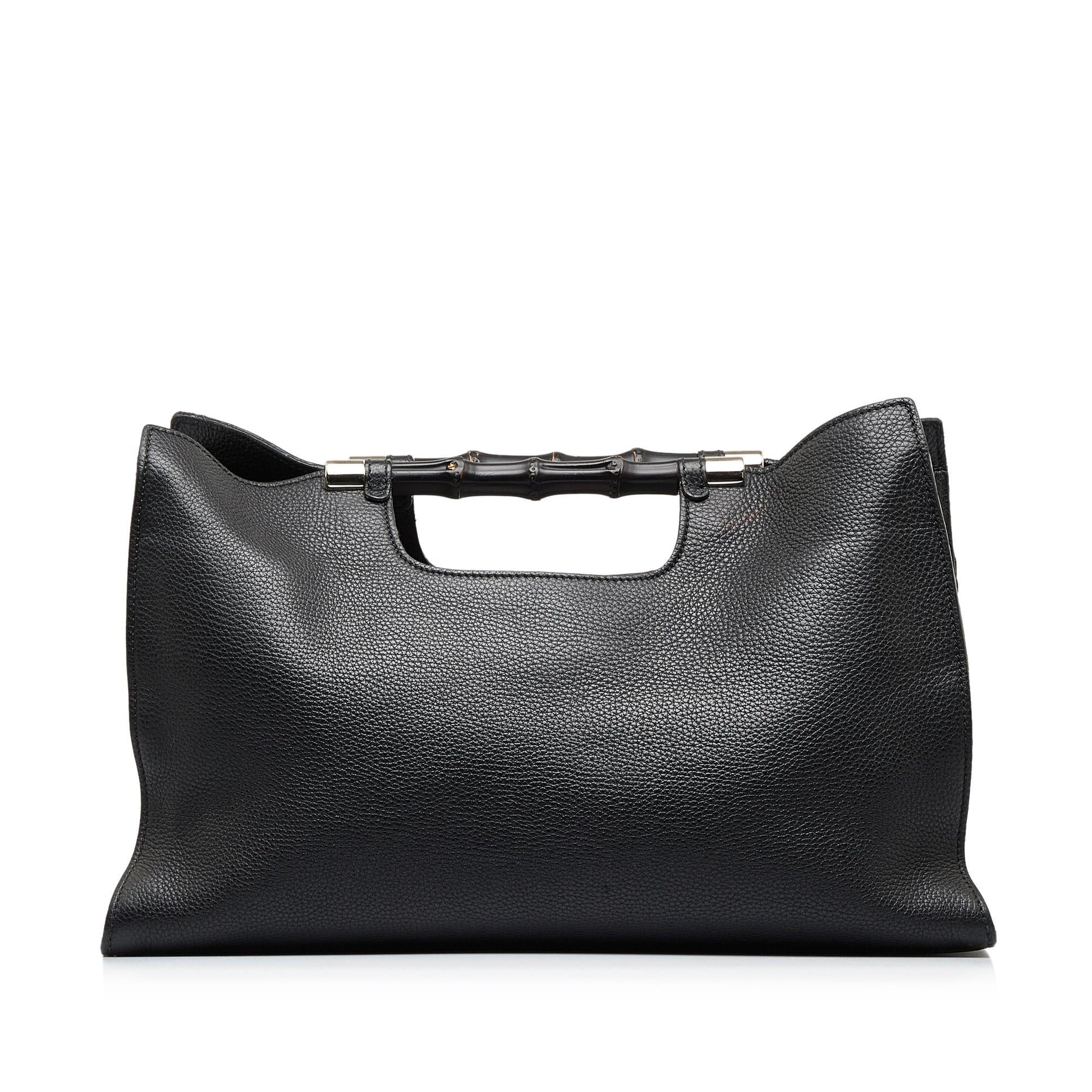 Gucci Bamboo Daily Shopper SHG-wq7mCa Calf Black Medium Satchel Bag