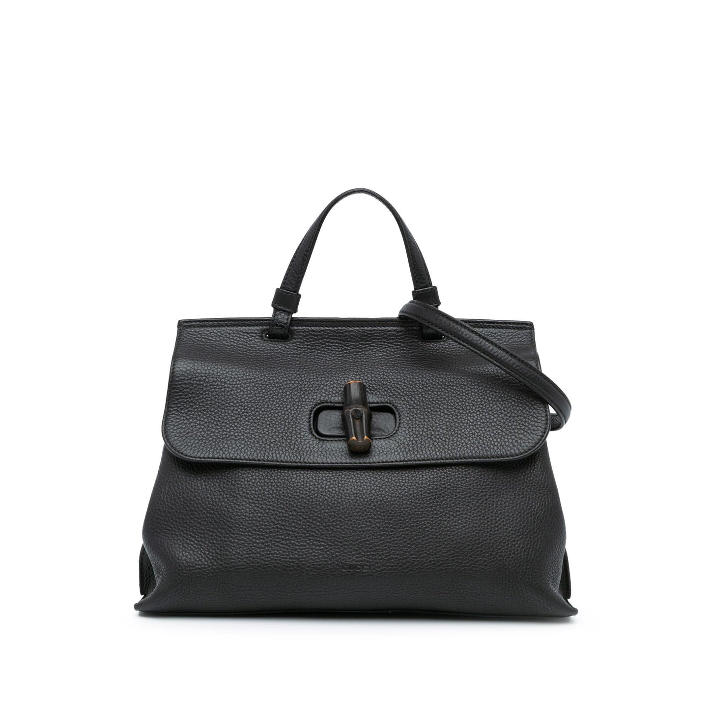 Gucci Bamboo Daily SHG-dr7DbH Calf Black Medium Top Handle Satchel Bag