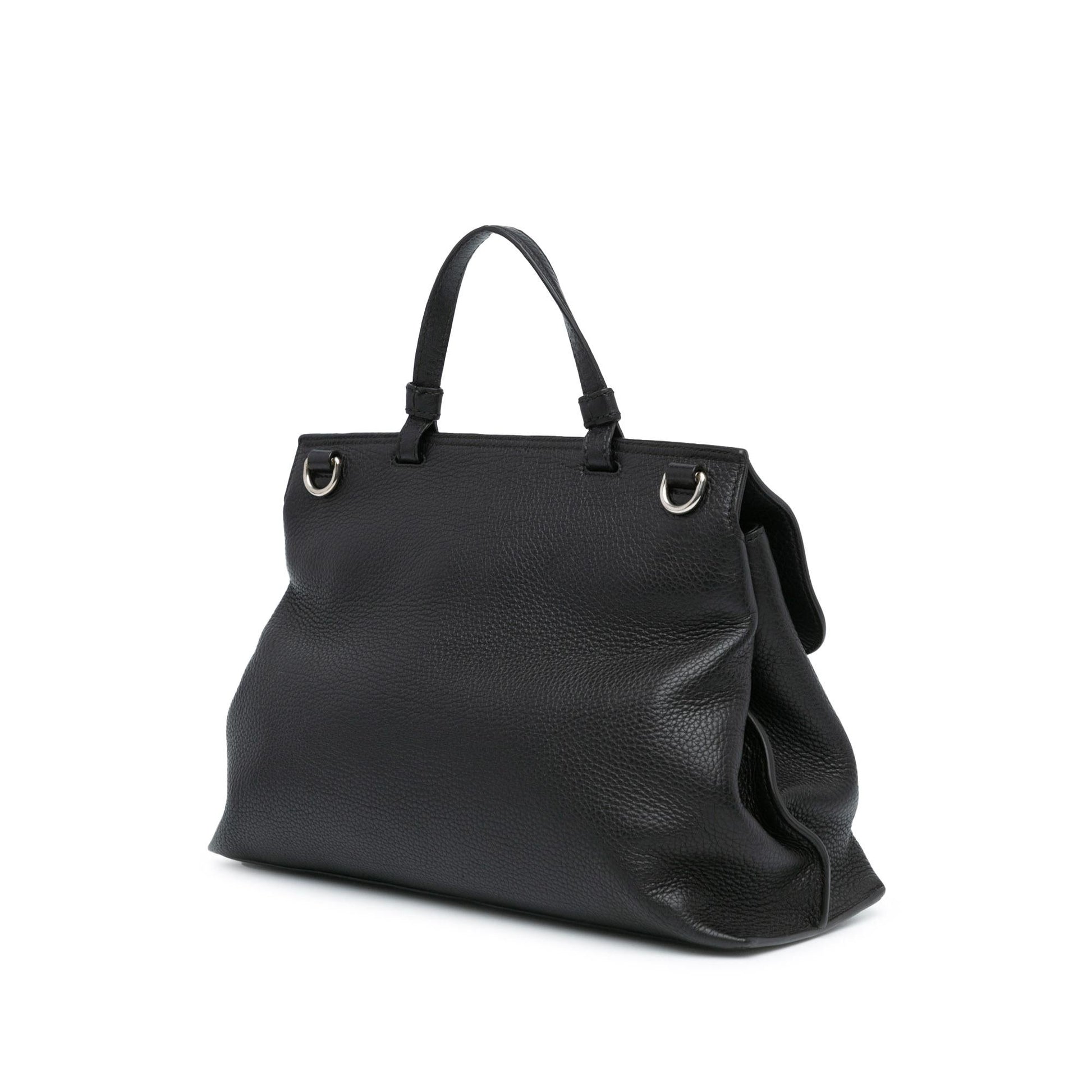 Gucci Bamboo Daily SHG-dr7DbH Calf Black Medium Top Handle Satchel Bag