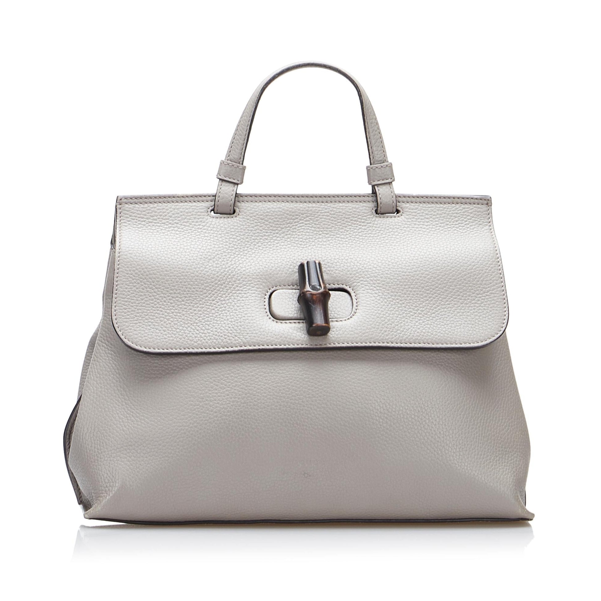 Gucci Bamboo Daily SHG-OxanXP Calf Grey Medium Satchel Bag