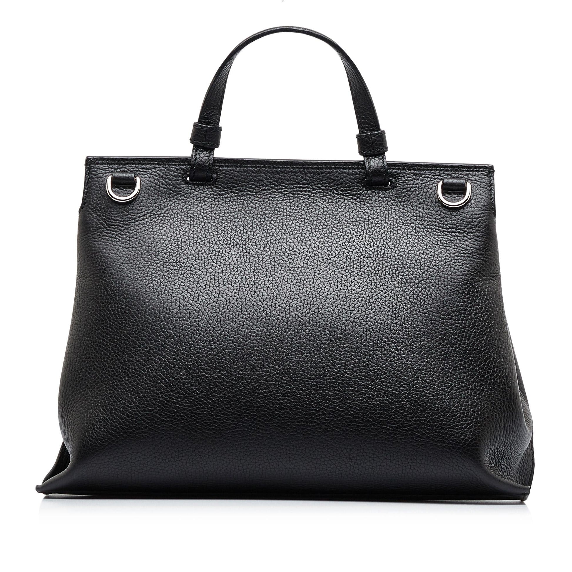 Gucci Bamboo Daily SHG-ZCLHVs Calf Black Medium Satchel Bag