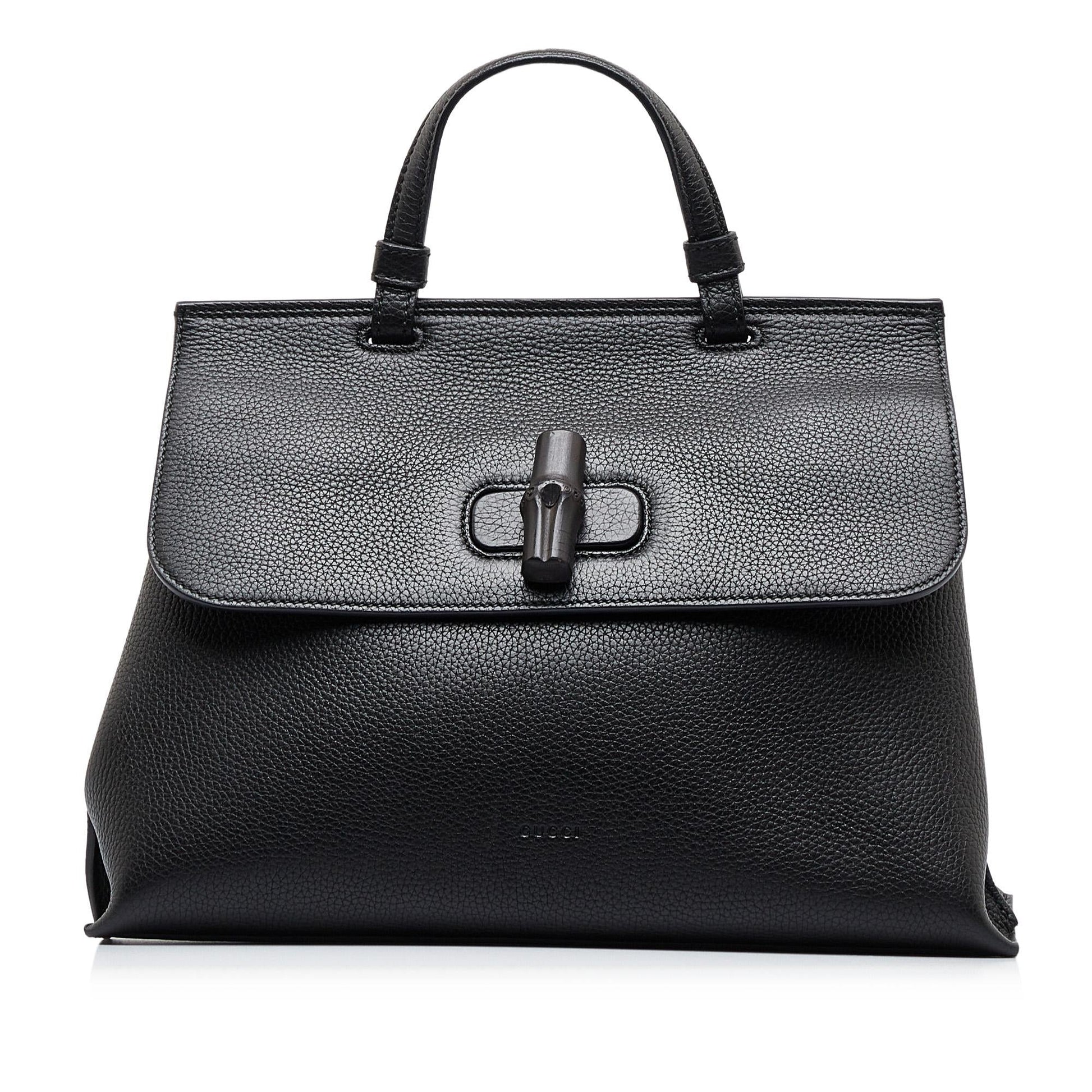 Gucci Bamboo Daily SHG-ZCLHVs Calf Black Medium Satchel Bag