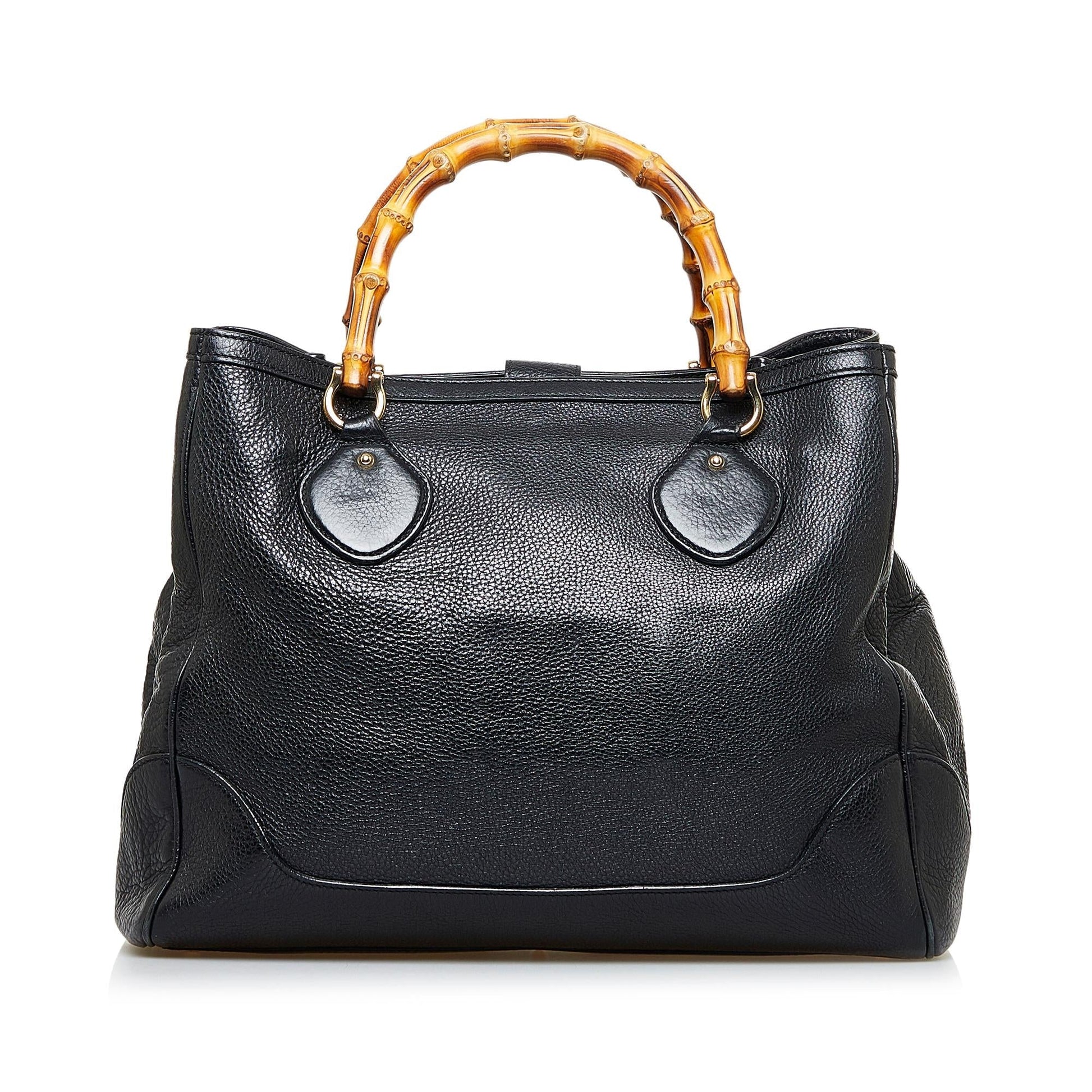 Gucci Bamboo Diana SHG-TRU5Ho Calf Black Medium Tote Bag