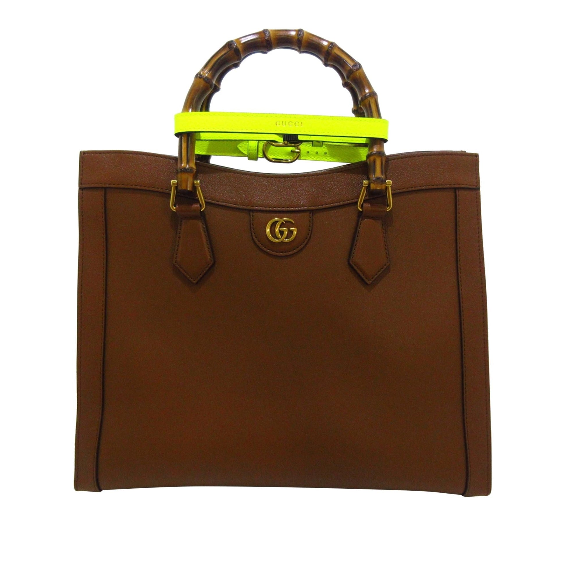 Gucci Bamboo Diana SHG Calf Brown Medium Satchel Bag