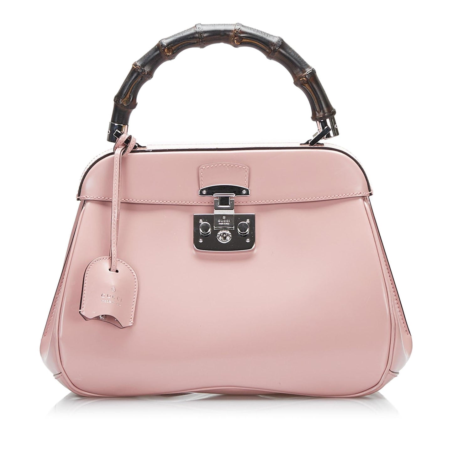 Gucci Bamboo Lady Lock SHG-KAXvEp Calf Pink Medium Satchel Bag