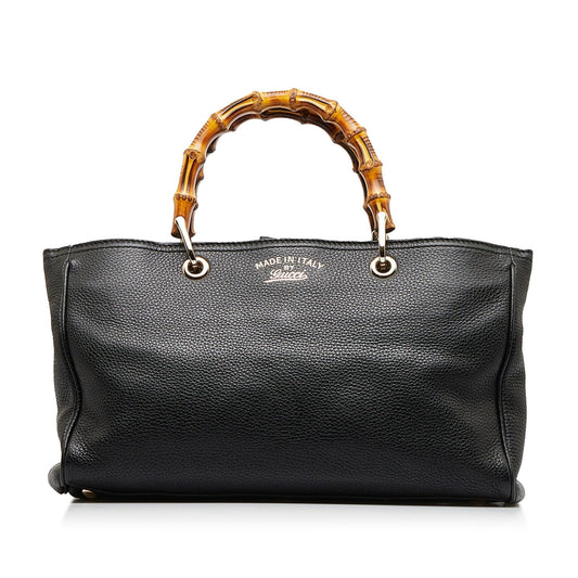Gucci Bamboo Shopper SHG-aX6OHN Calf Black Medium Satchel Bag
