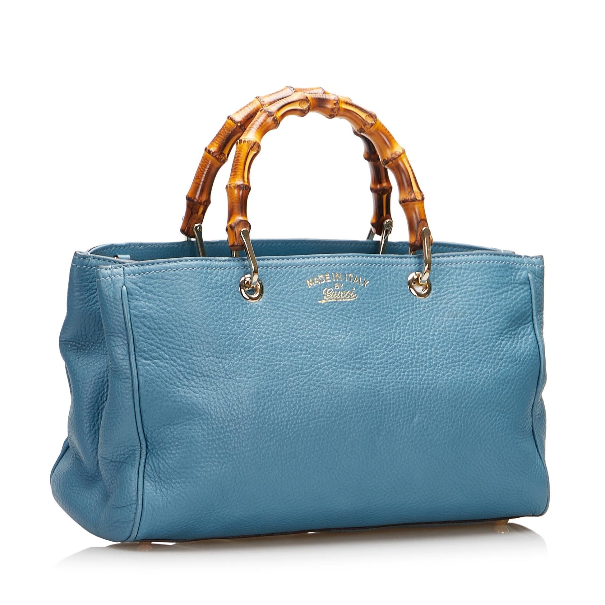Gucci Bamboo Shopper SHG-LYwGtX Calf Blue Medium Satchel Bag