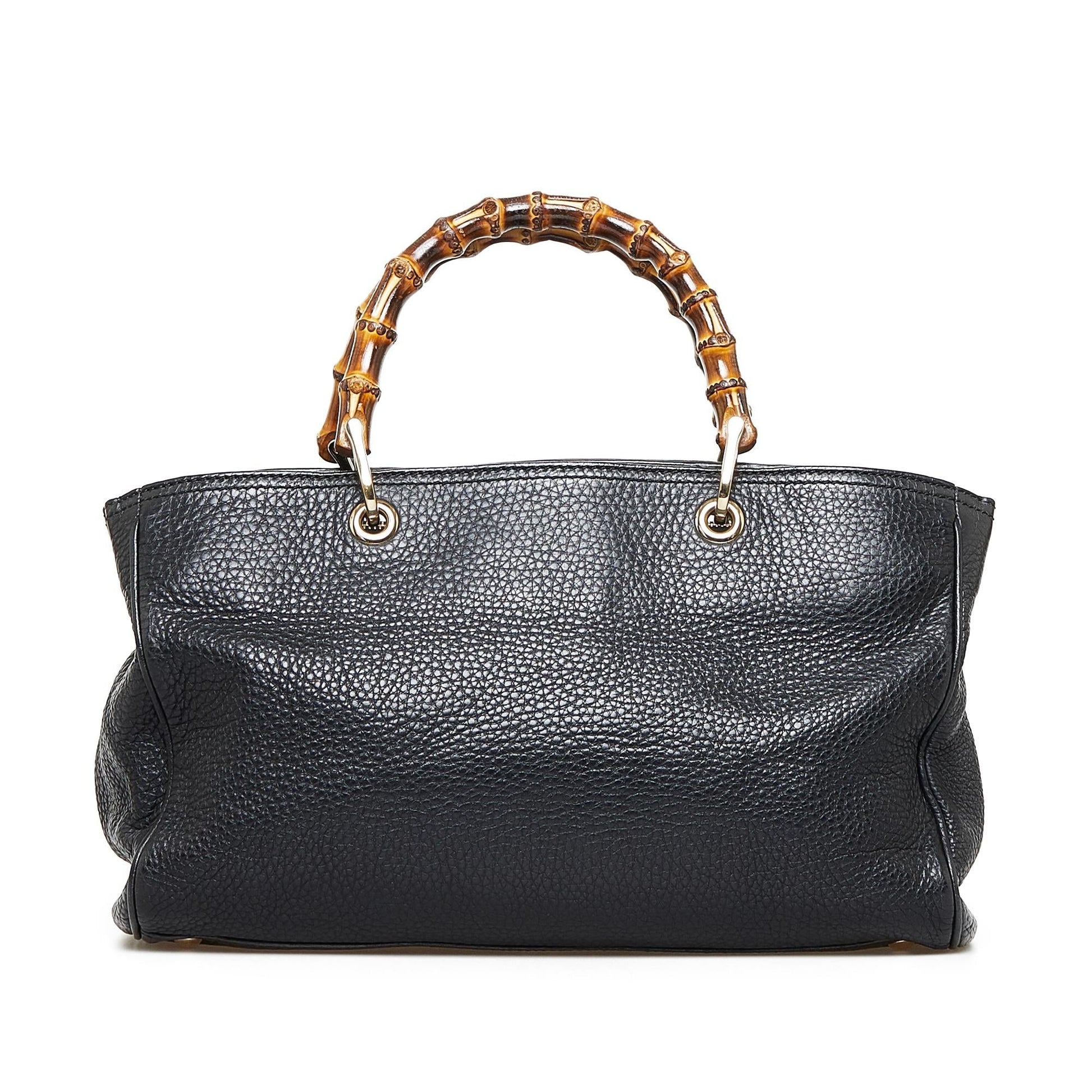 Gucci Bamboo Shopper SHG-bz0Qxq Calf Black Medium Satchel Bag