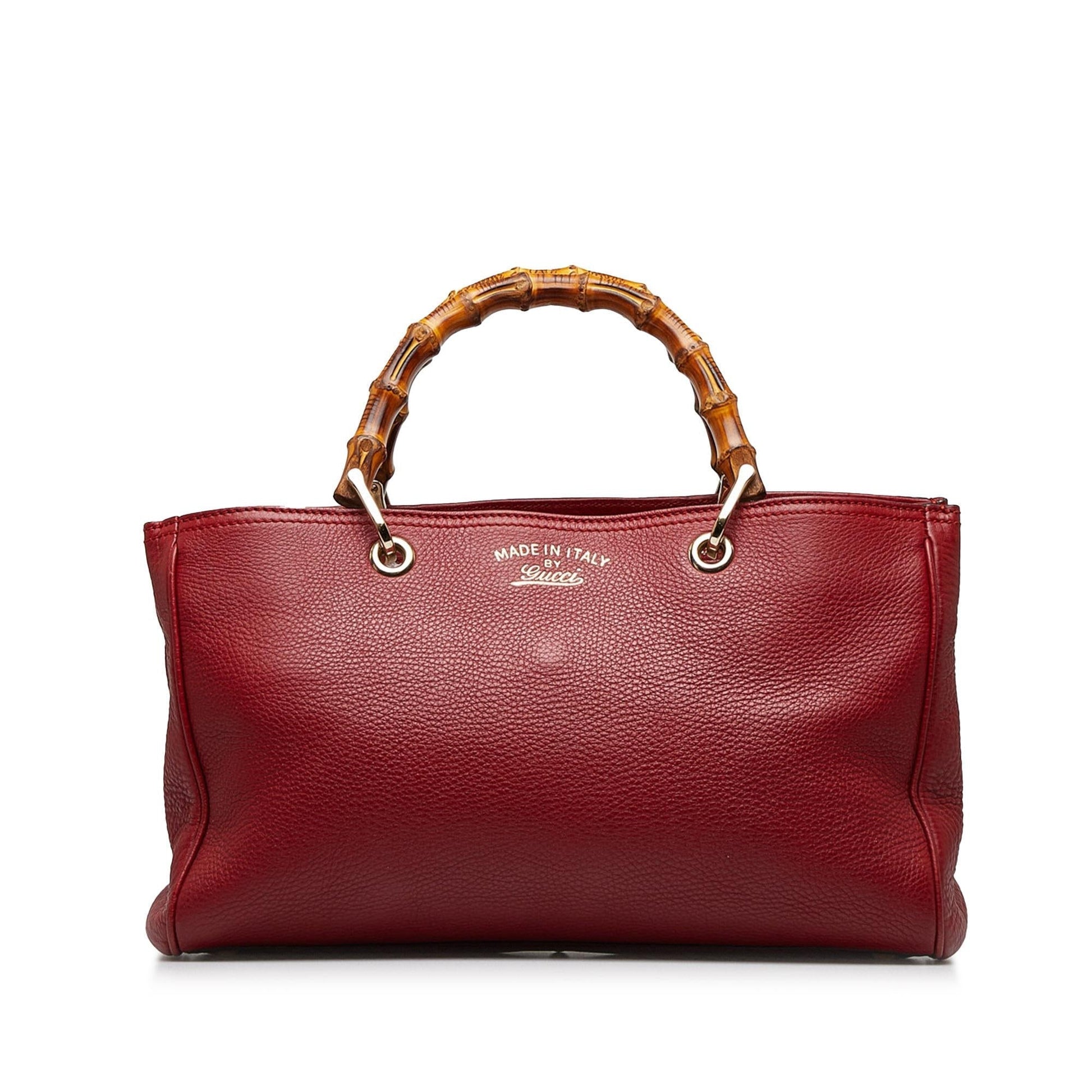 Gucci Bamboo Shopper SHG-ibtQLt Calf Red Medium Tote Bag