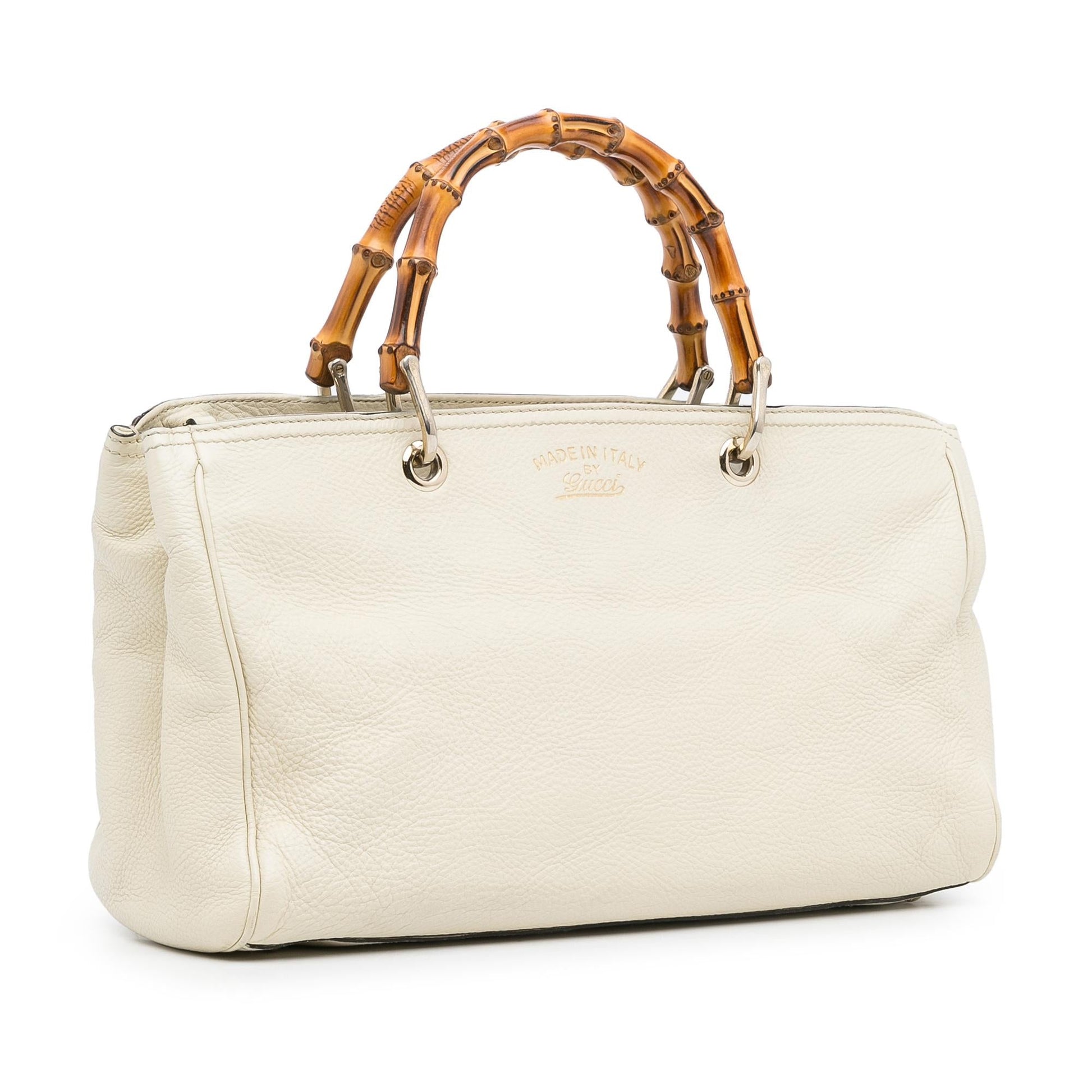 Gucci Bamboo Shopper SHG-M8 C8 Calf White Medium Satchel Bag
