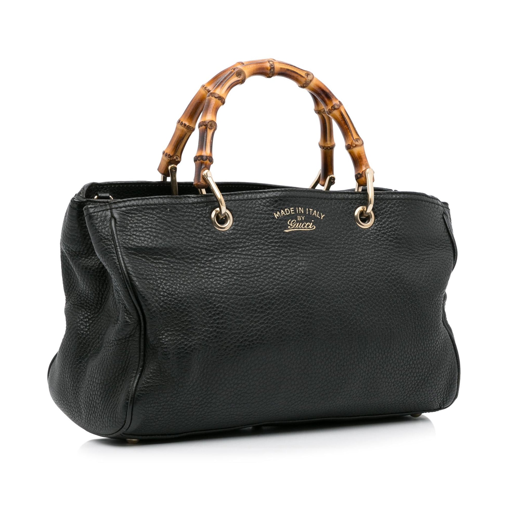 Gucci Bamboo Shopper SHG-OW8cku Calf Black Medium Satchel Bag