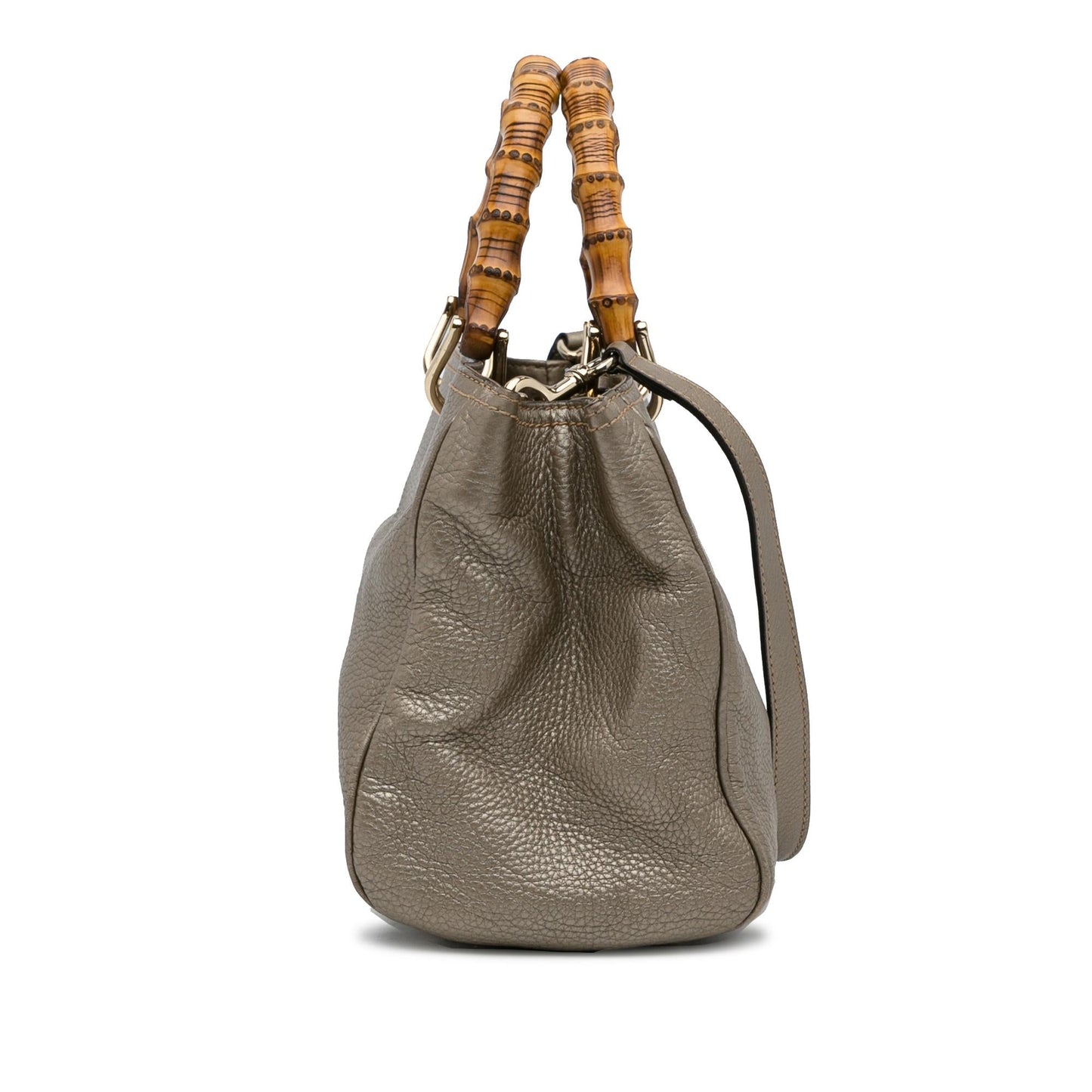 Gucci Bamboo Shopper SHG-Np2Vq9 Calf Grey Medium Satchel Bag